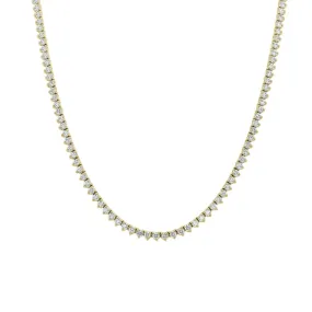 14K Gold and Diamond Tennis Necklace 3-Prong Setting