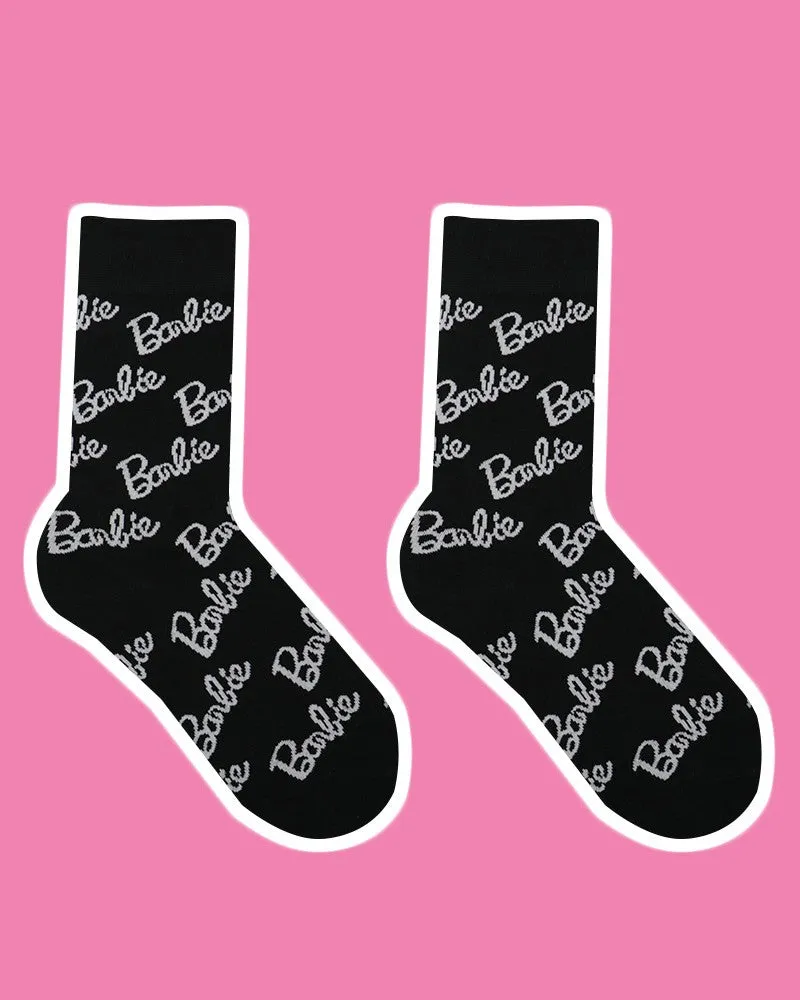 1Pair Cute Barbie Letter Print Crew Socks