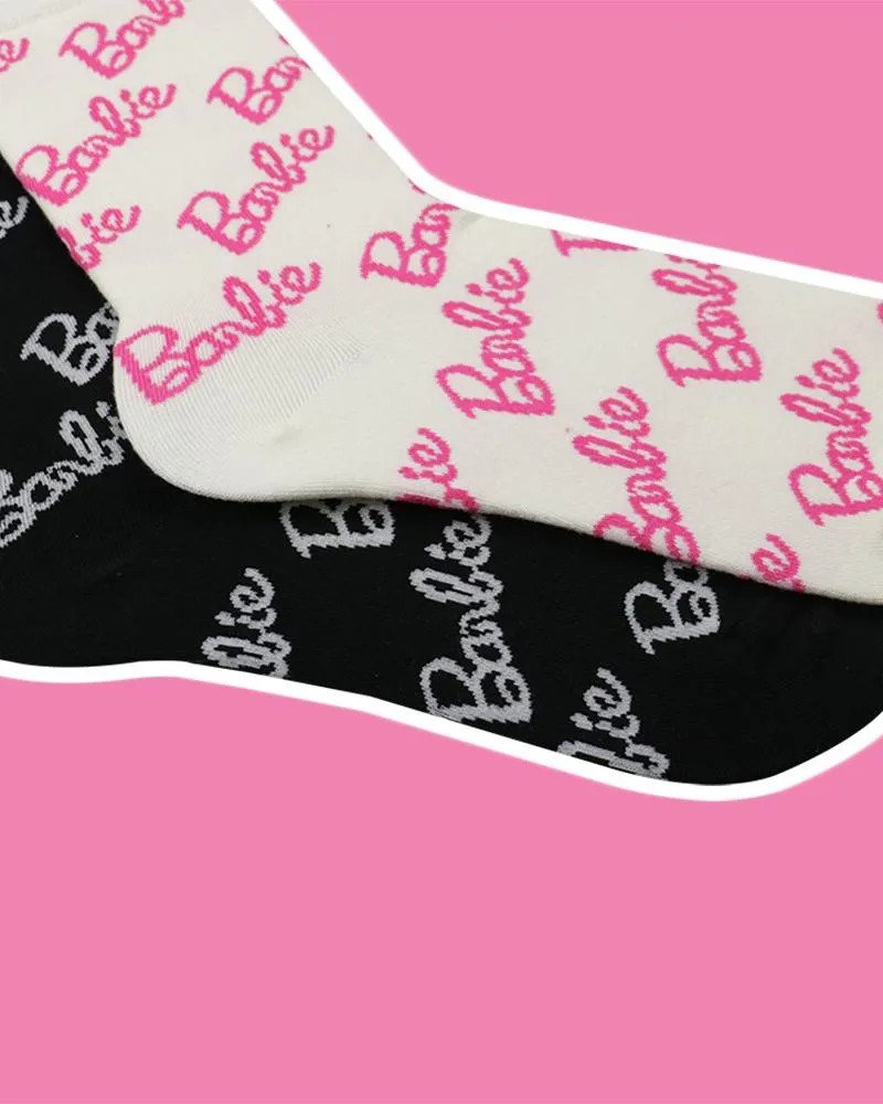 1Pair Cute Barbie Letter Print Crew Socks