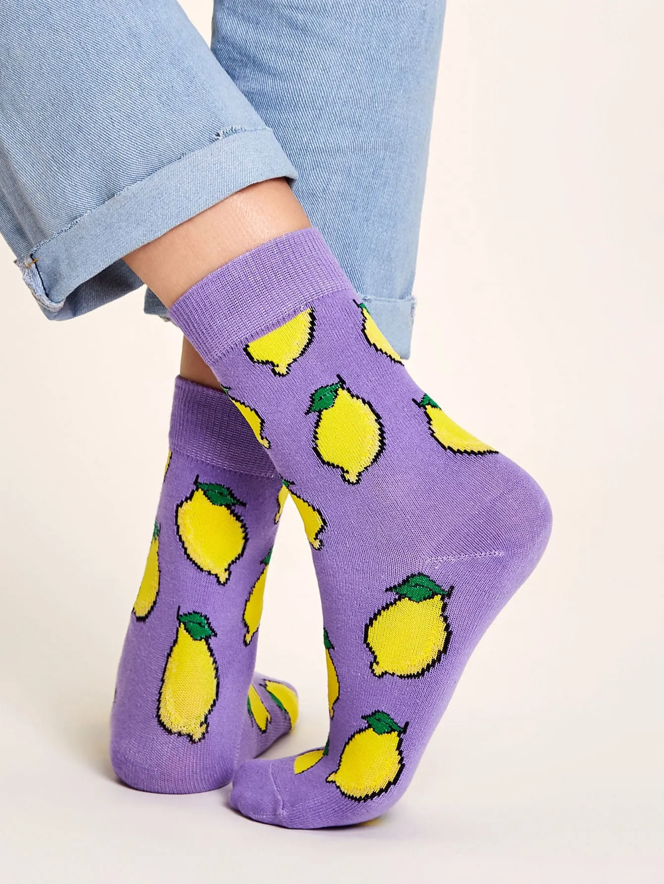 1pair Fruit Pattern Socks