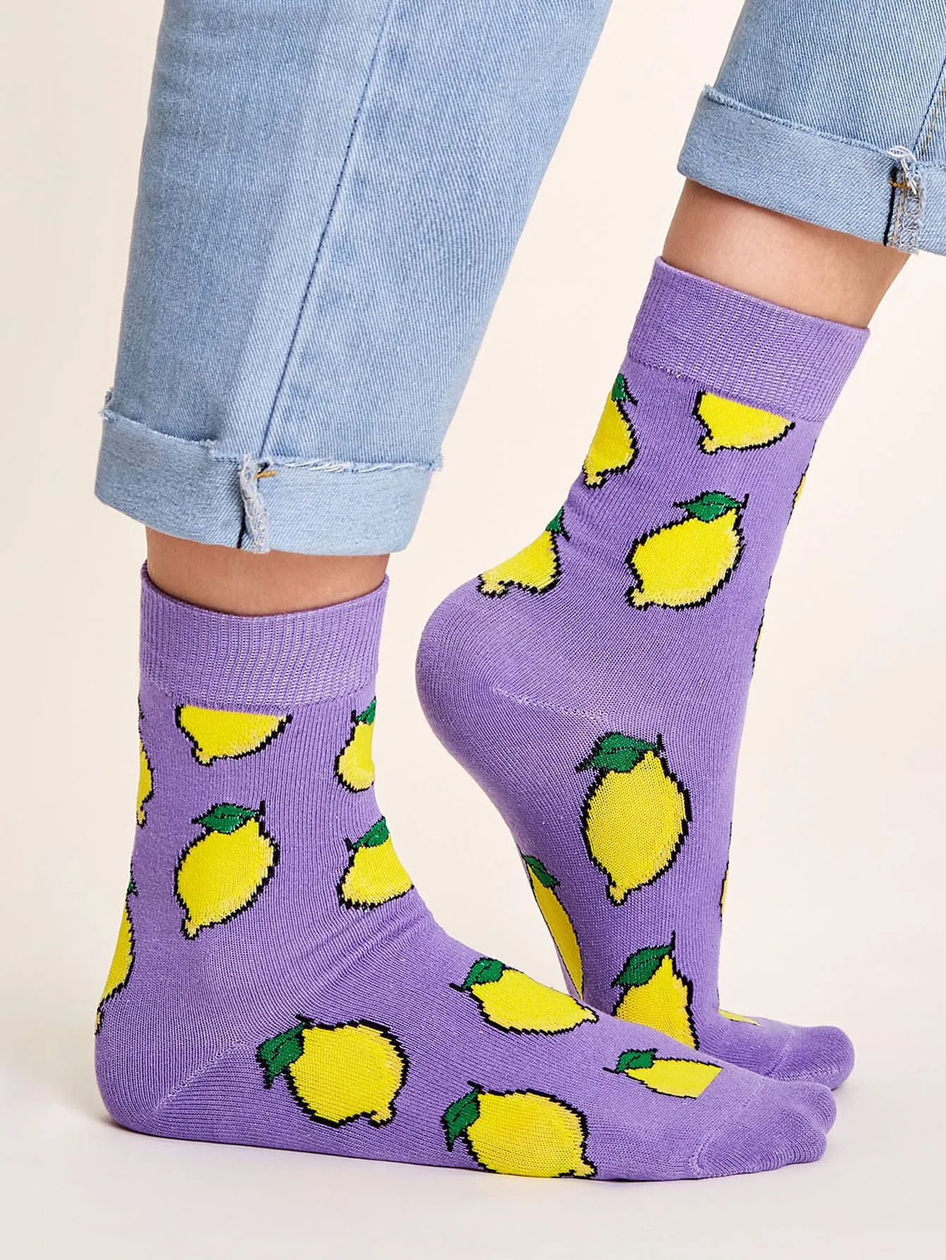 1pair Fruit Pattern Socks