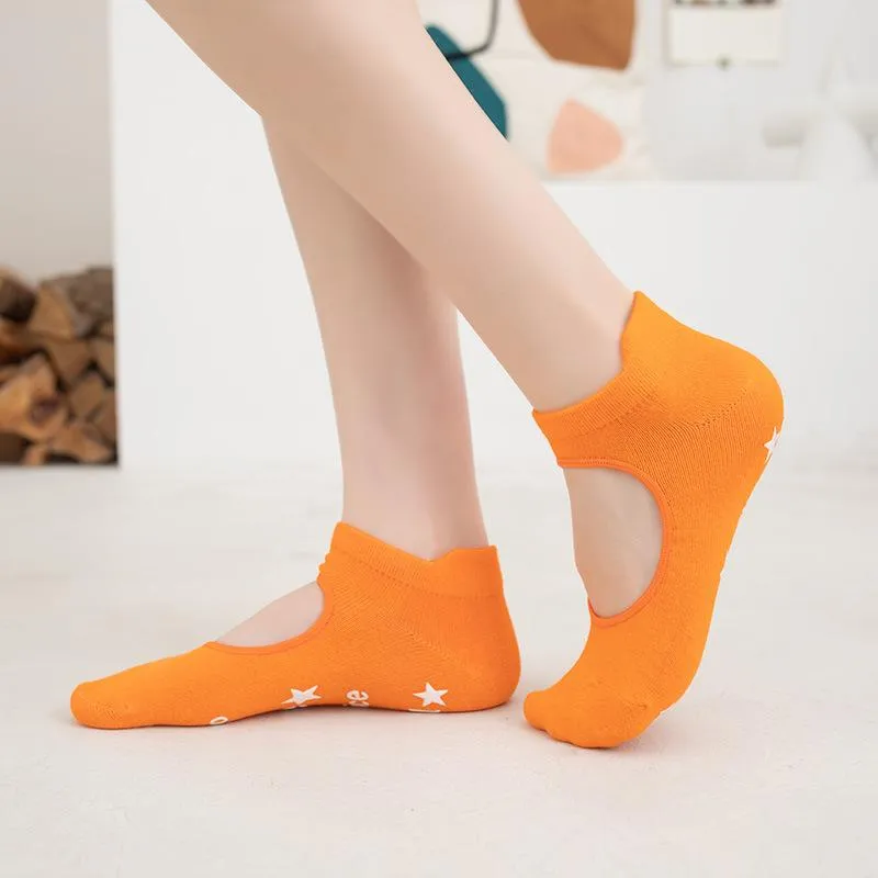 2 pair Women's Non-slip Yoga Socks Indoor Sports Fitness Socks Solid Color Dance Training Socks