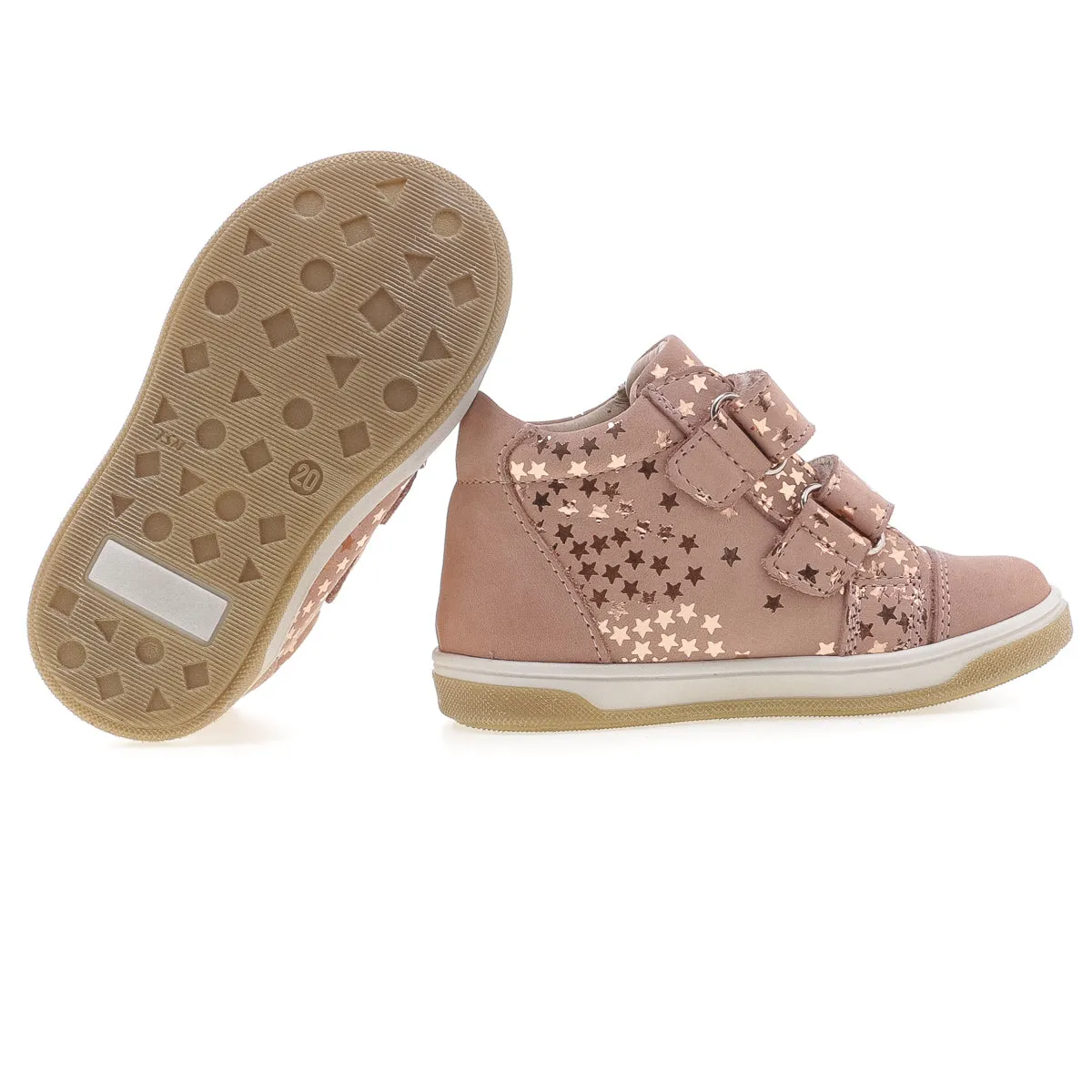 (2675-27) Emel shoes velcro trainers coral stars