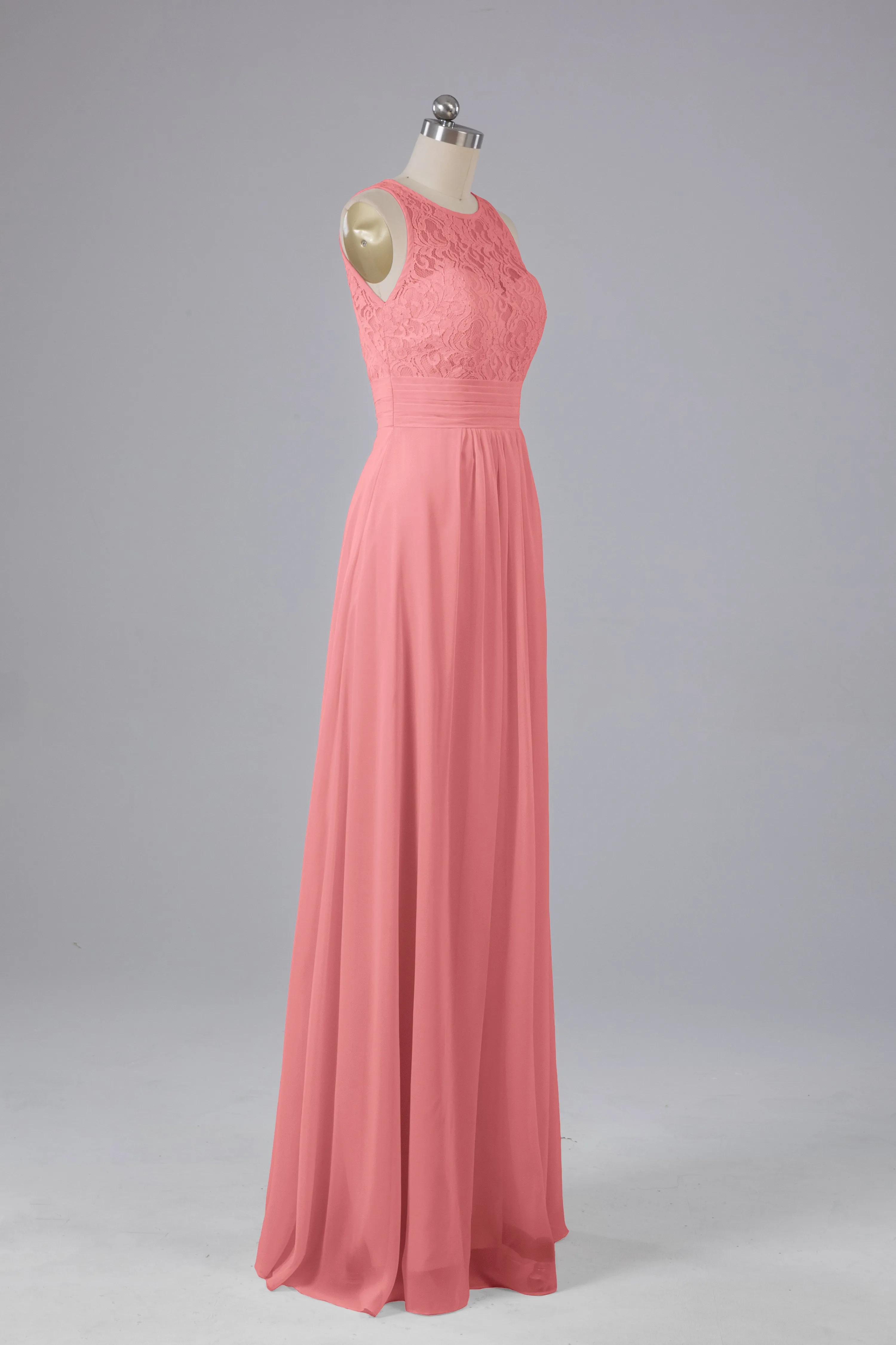 A Line Keyhole Floor Length Bridesmaid Dresses