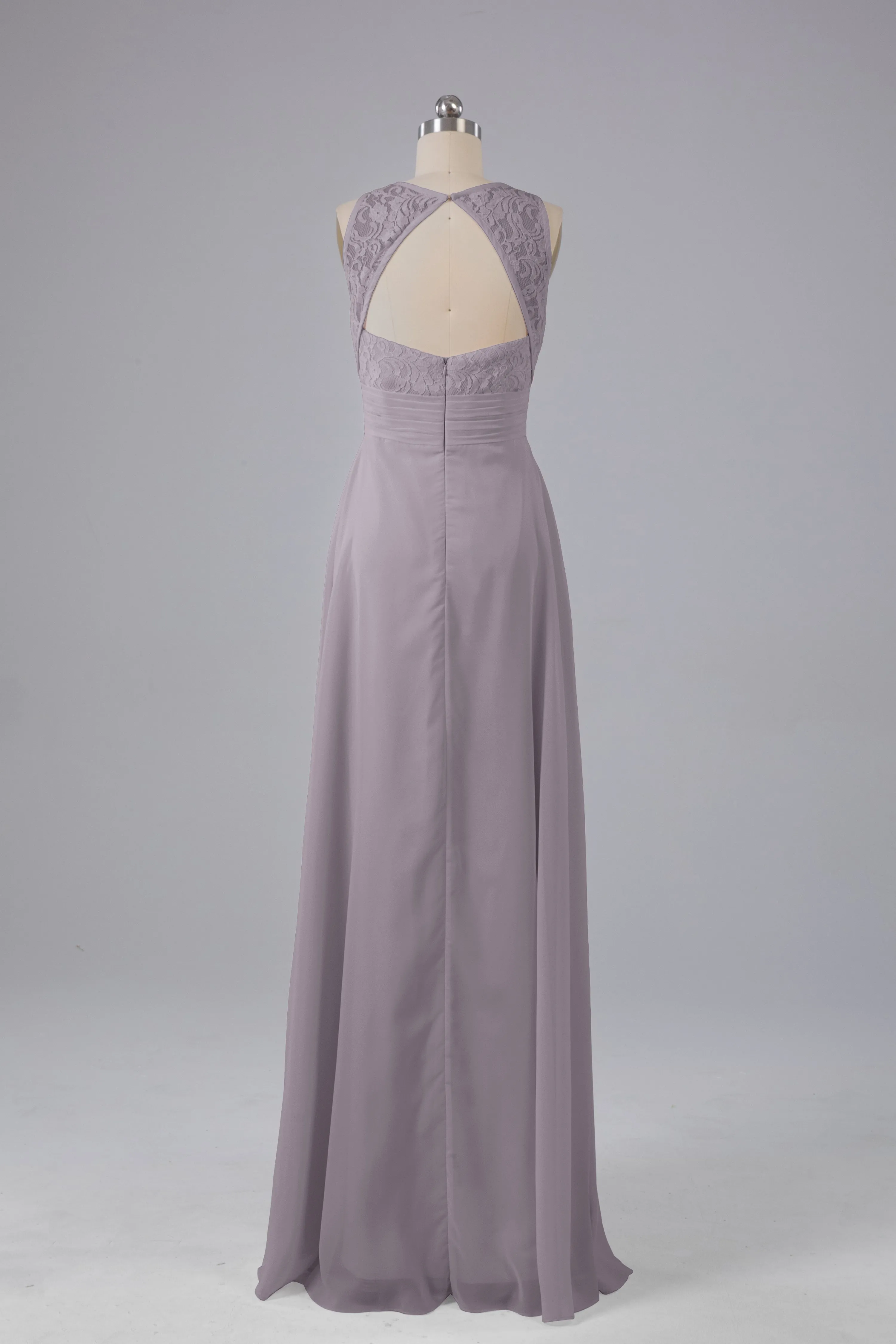 A Line Keyhole Floor Length Bridesmaid Dresses