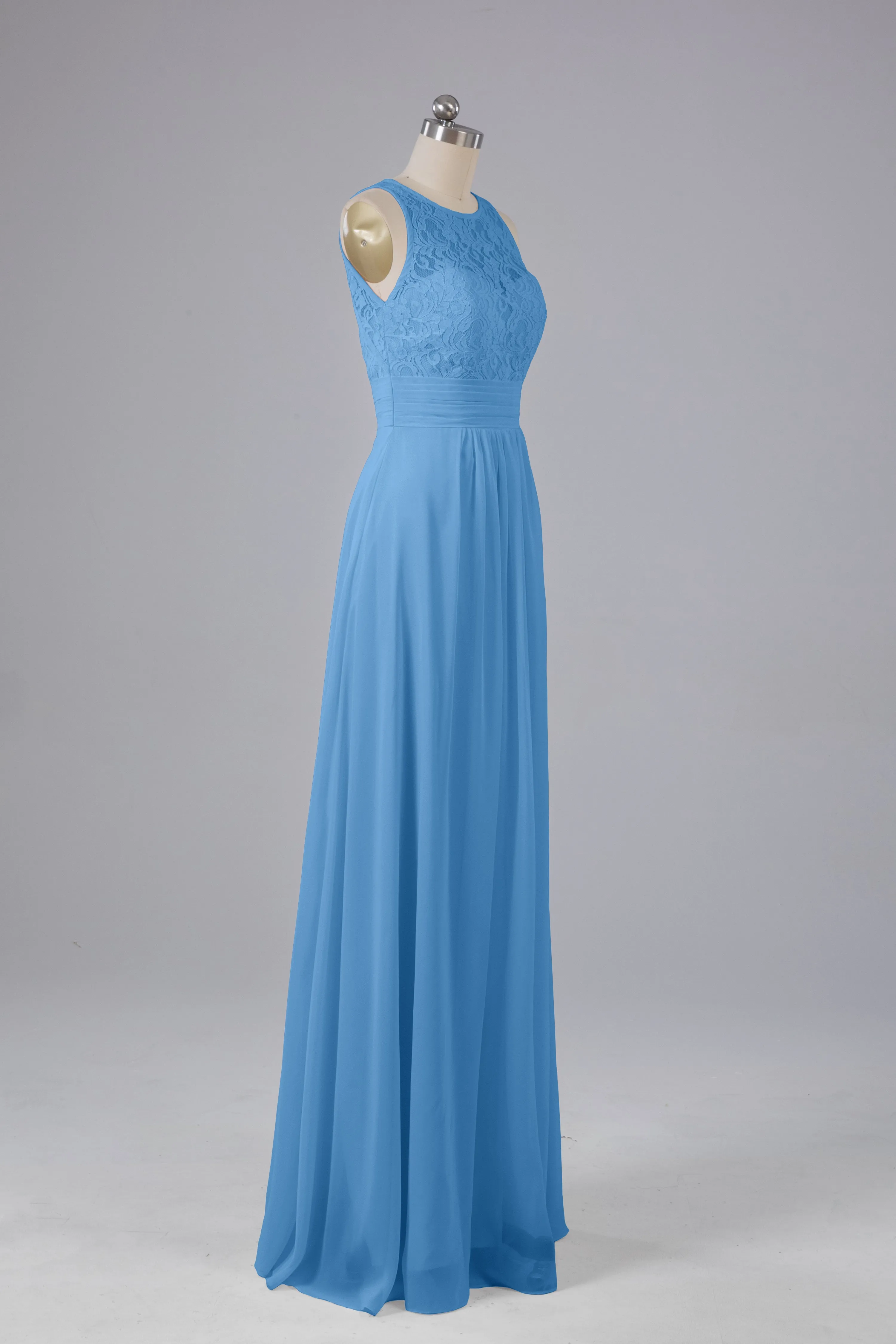 A Line Keyhole Floor Length Bridesmaid Dresses