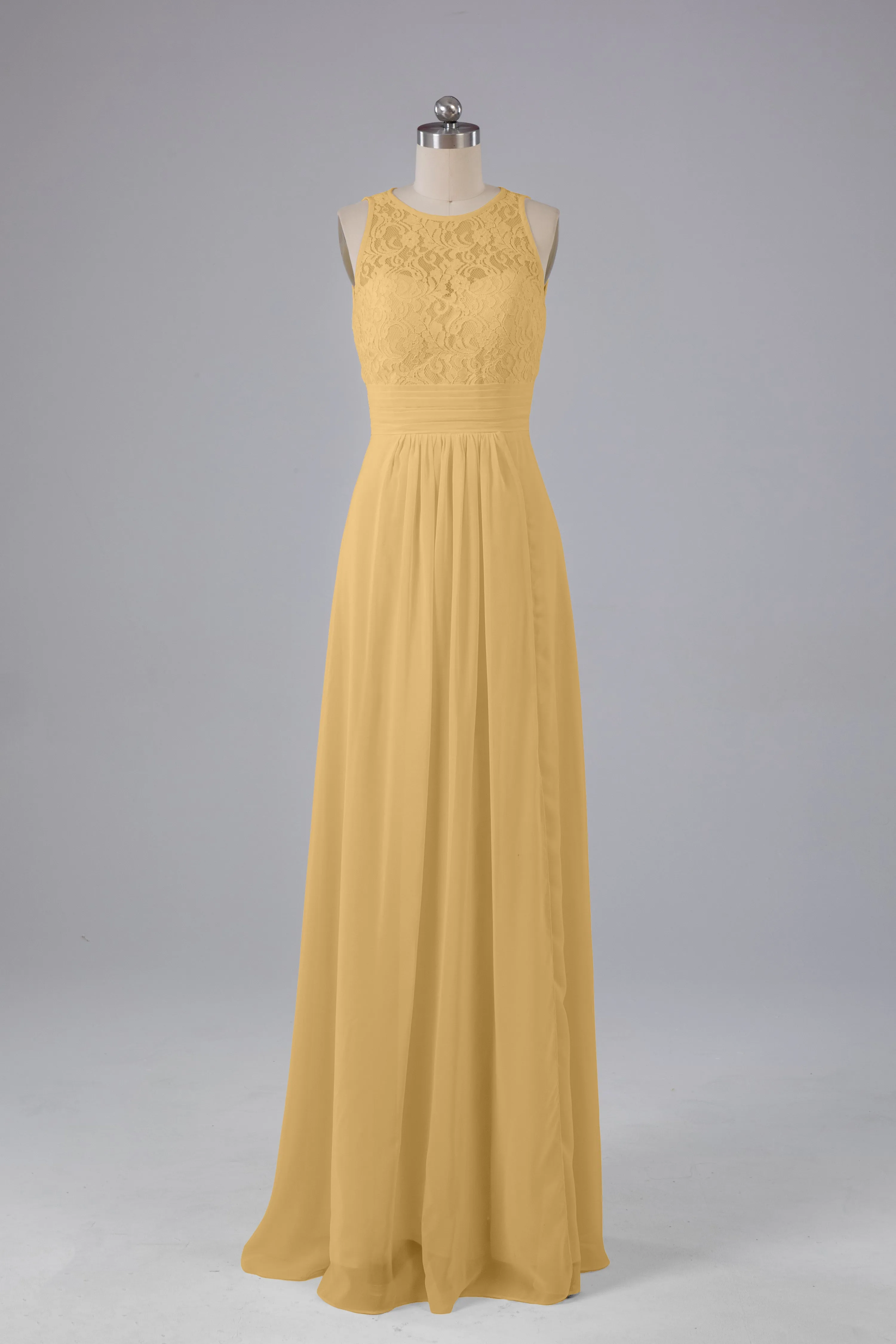 A Line Keyhole Floor Length Bridesmaid Dresses