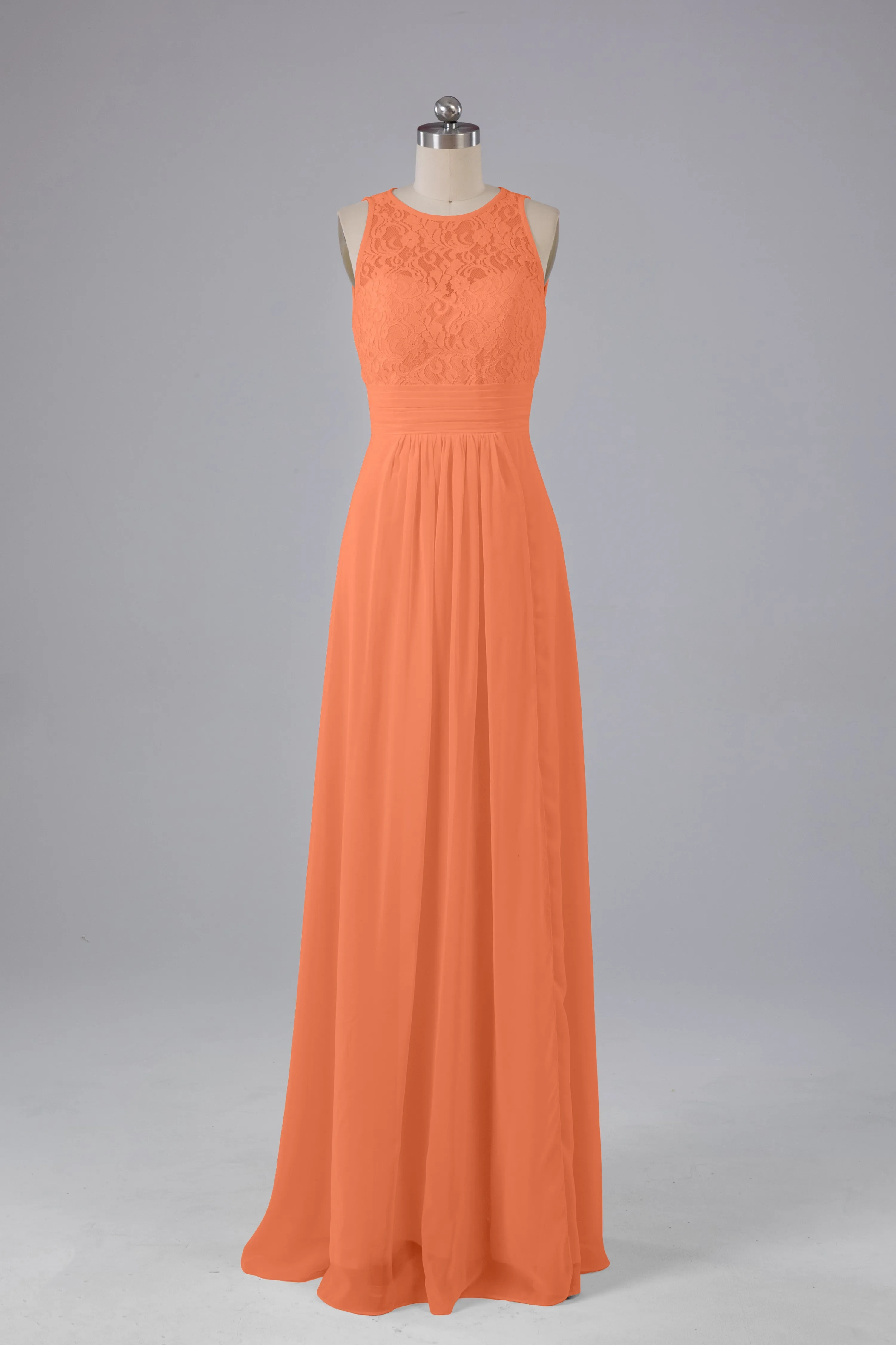 A Line Keyhole Floor Length Bridesmaid Dresses