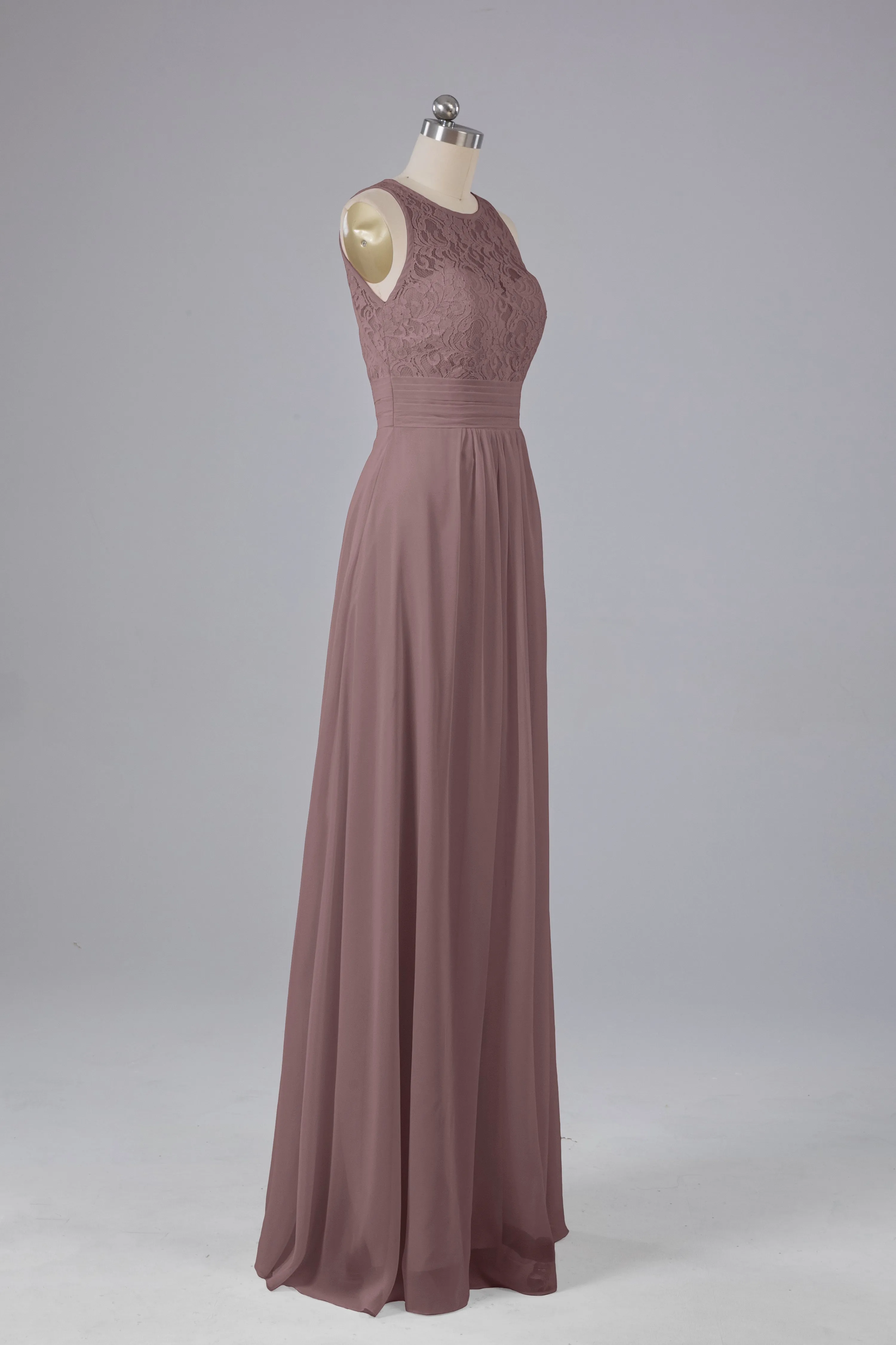 A Line Keyhole Floor Length Bridesmaid Dresses