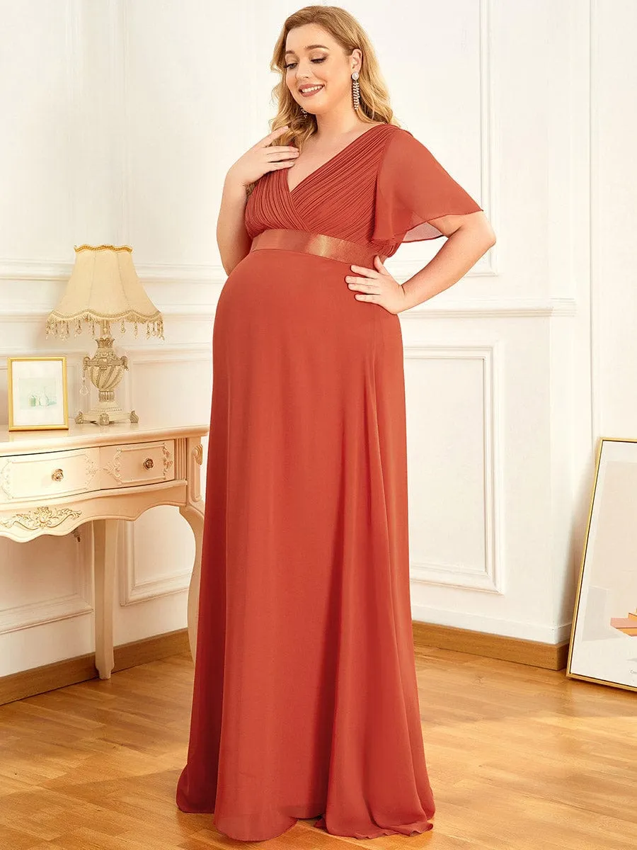 Adorable Deep V-neck Wholesale Maternity Dress for Plus Size Women