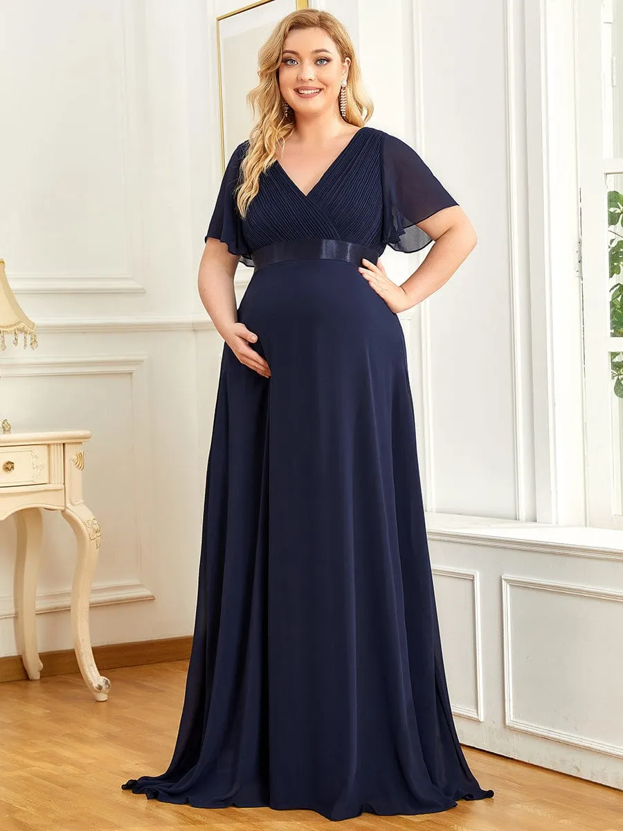 Adorable Deep V-neck Wholesale Maternity Dress for Plus Size Women