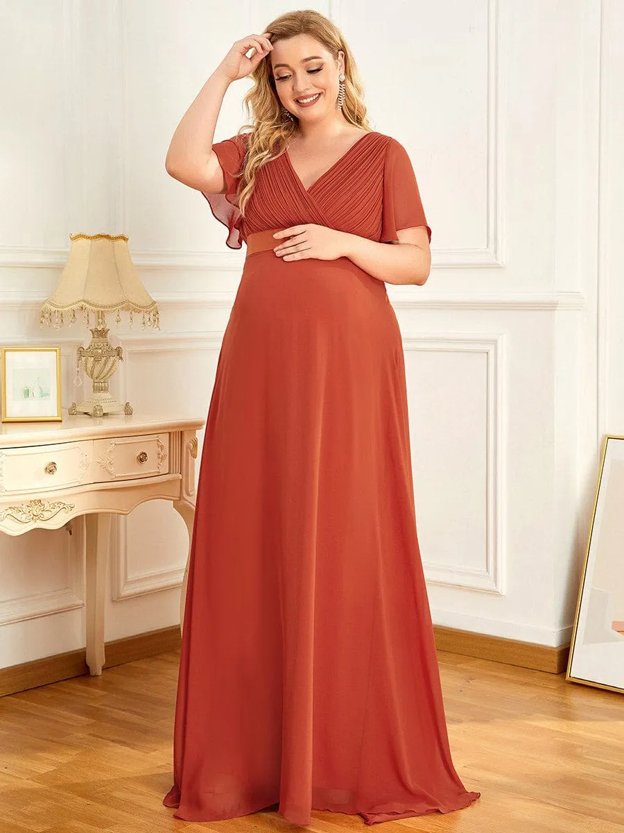 Adorable Deep V-neck Wholesale Maternity Dress for Plus Size Women