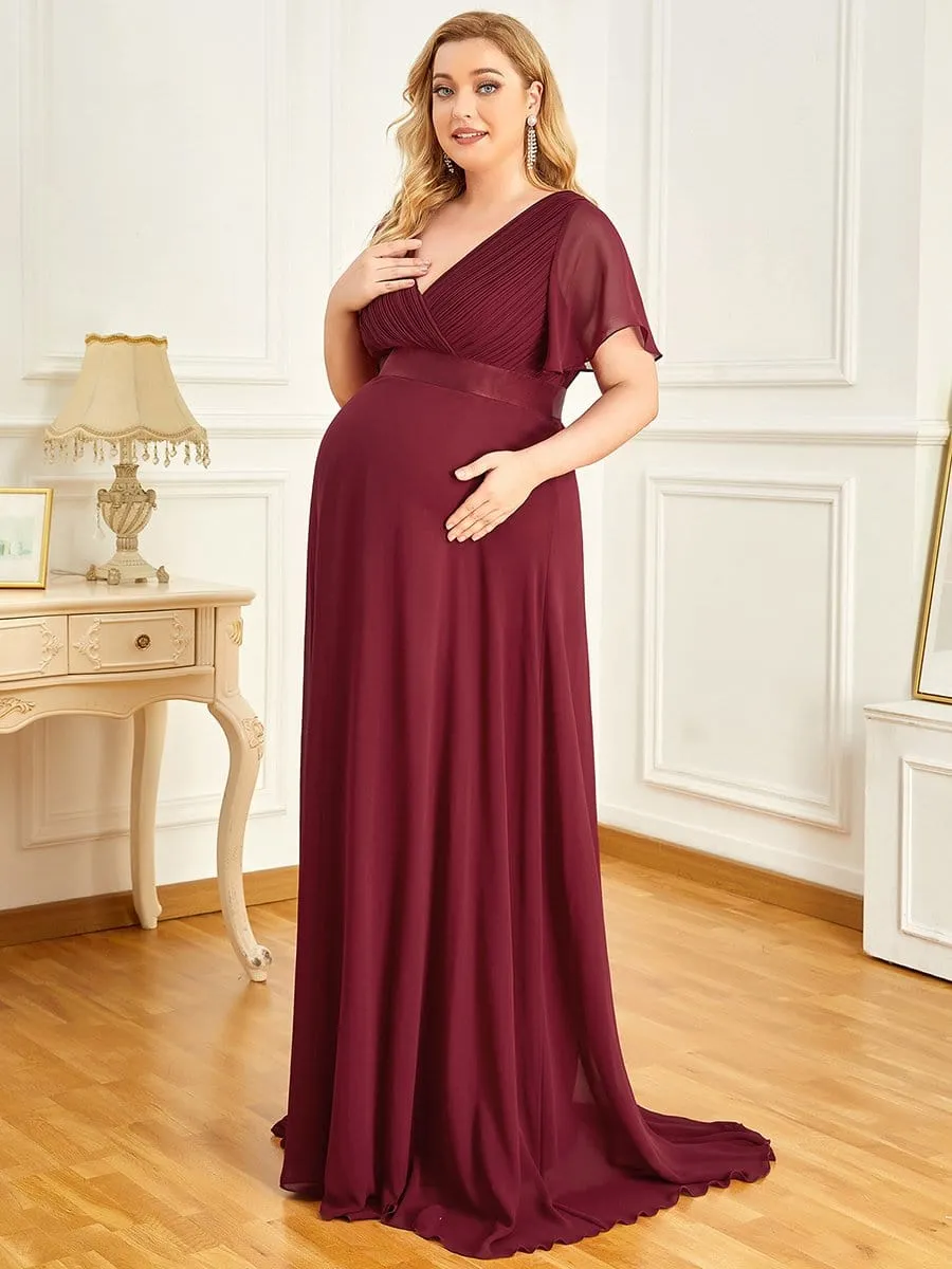 Adorable Deep V-neck Wholesale Maternity Dress for Plus Size Women