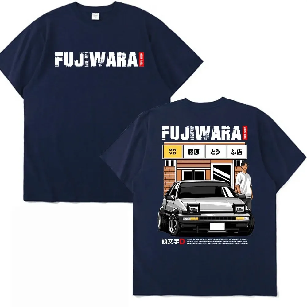 Anime Initial D Drift AE86 Racing Car T Shirt Takumi Fujiwara R34 Skyline GTR JDM Short Sleeve Men's Casual Cotton T-shirt Tops