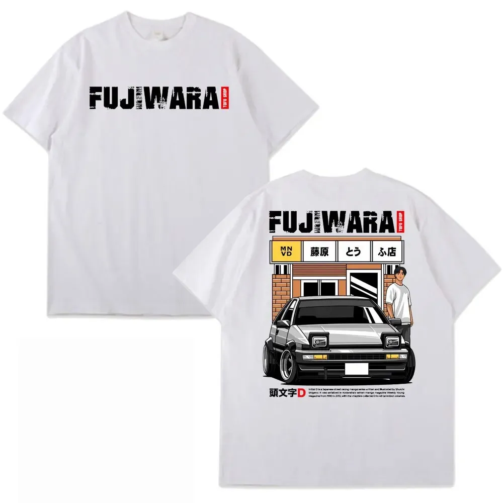 Anime Initial D Drift AE86 Racing Car T Shirt Takumi Fujiwara R34 Skyline GTR JDM Short Sleeve Men's Casual Cotton T-shirt Tops