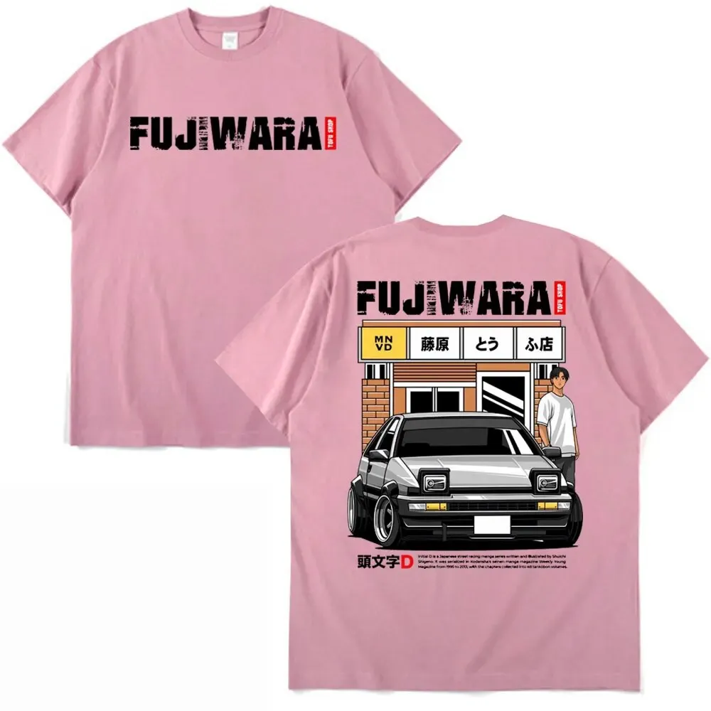 Anime Initial D Drift AE86 Racing Car T Shirt Takumi Fujiwara R34 Skyline GTR JDM Short Sleeve Men's Casual Cotton T-shirt Tops