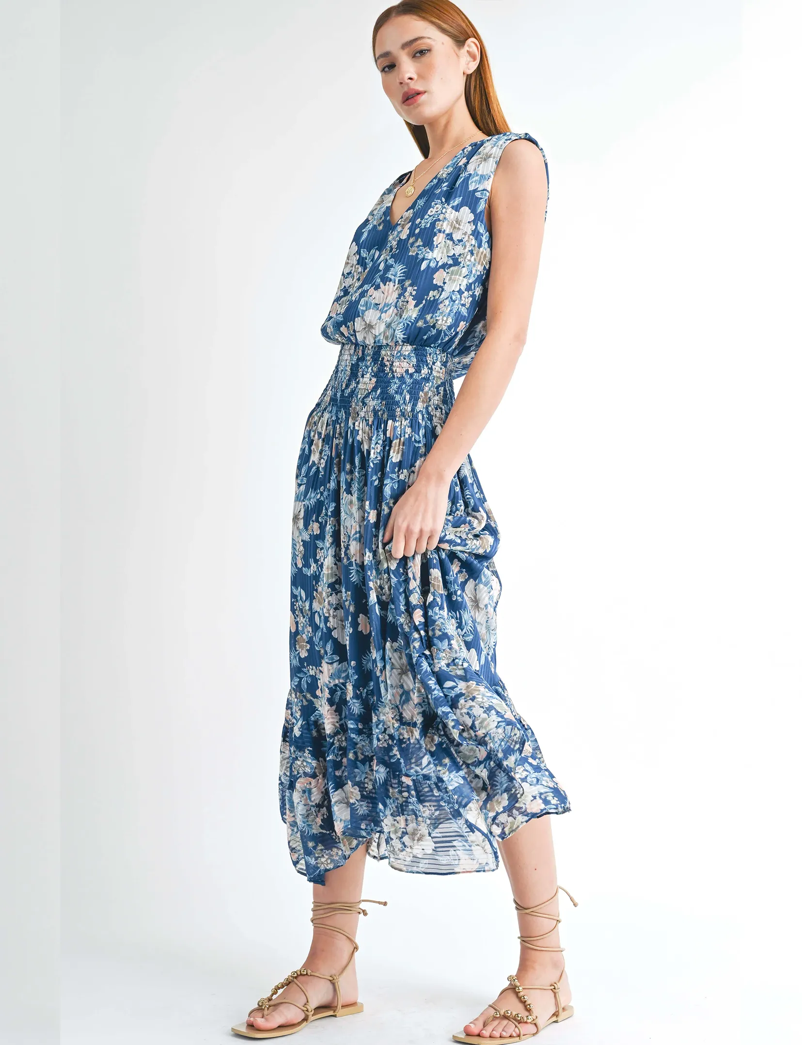 Ariel Midi Dress, Navy Floral