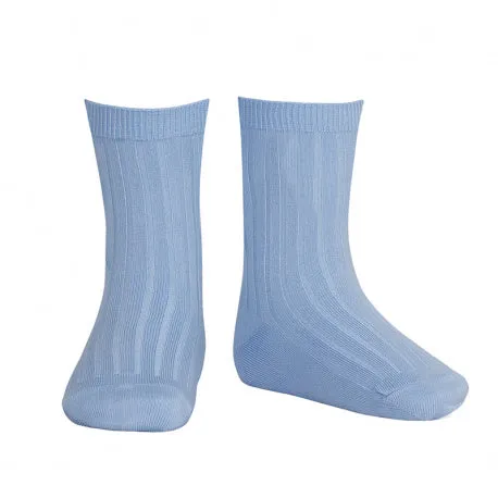 Basic rib short socks BLUISH