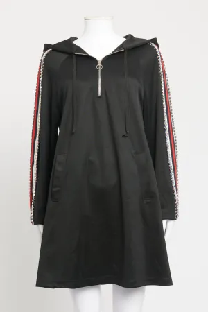 Black Crystal Trim Preowned Hoodie Dress