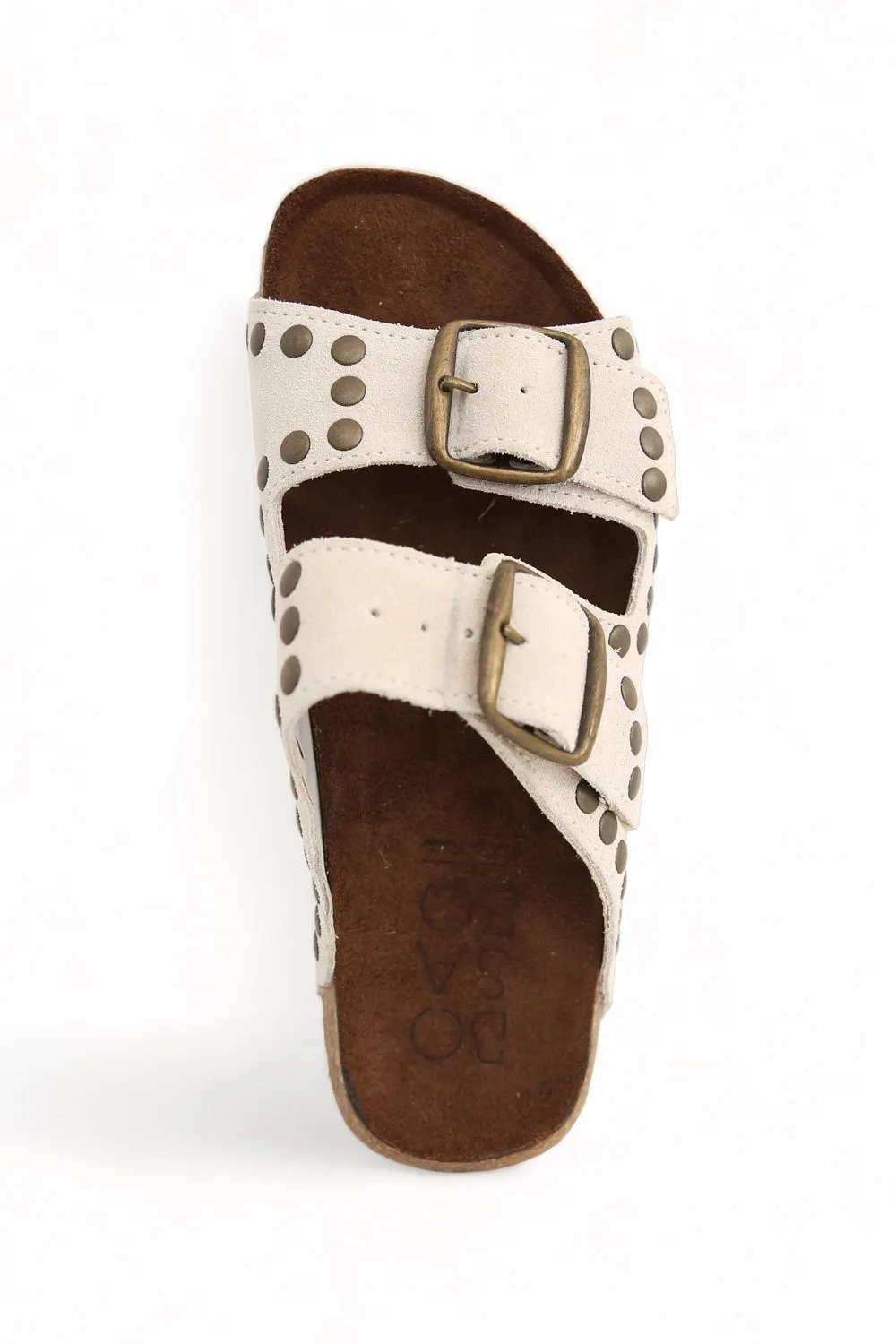 BOSABO OFF-WHITE SUEDE STUDDED SANDAL