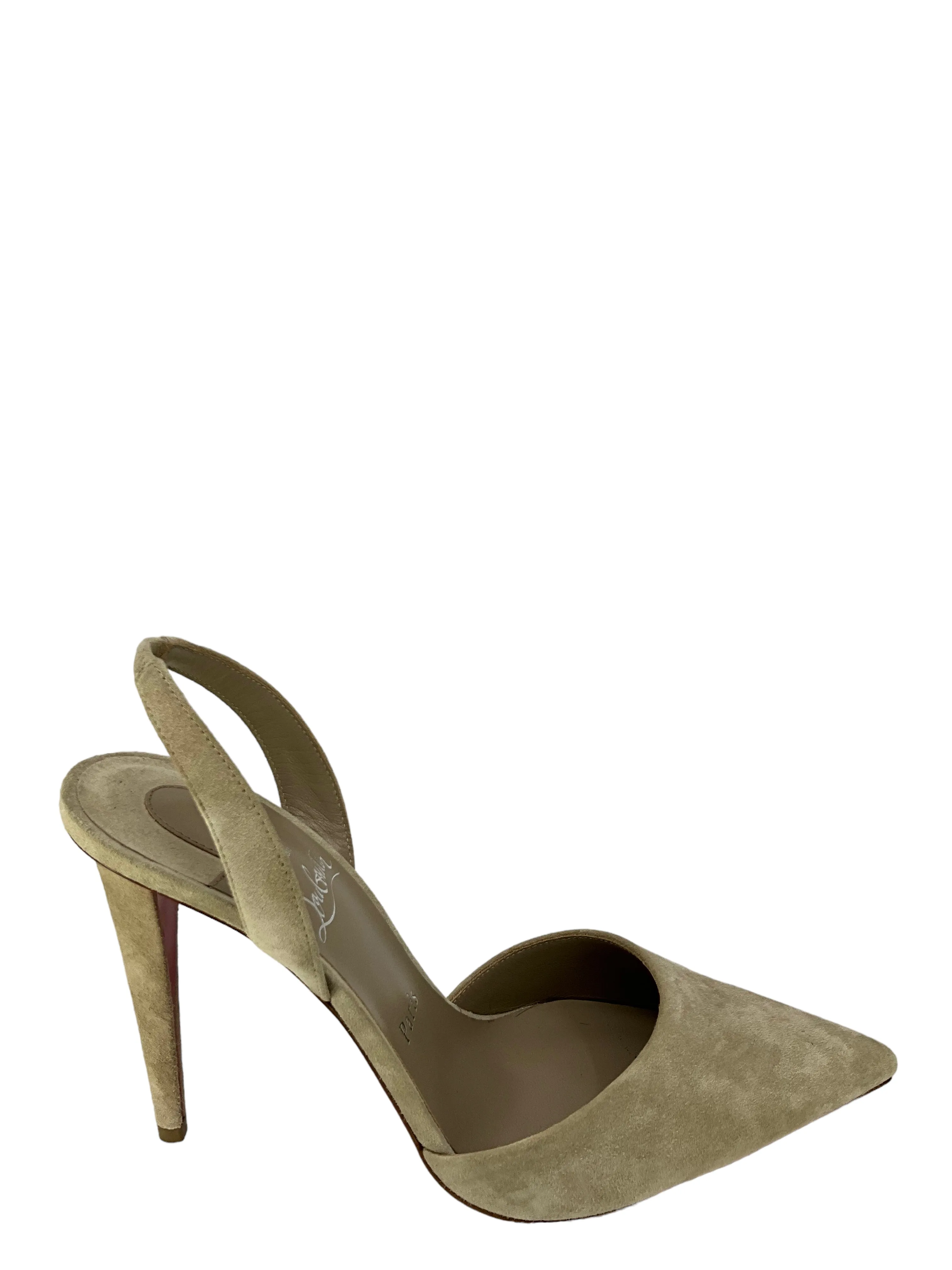 Christian Louboutin Gray Suede Slingbacks Size 38.5