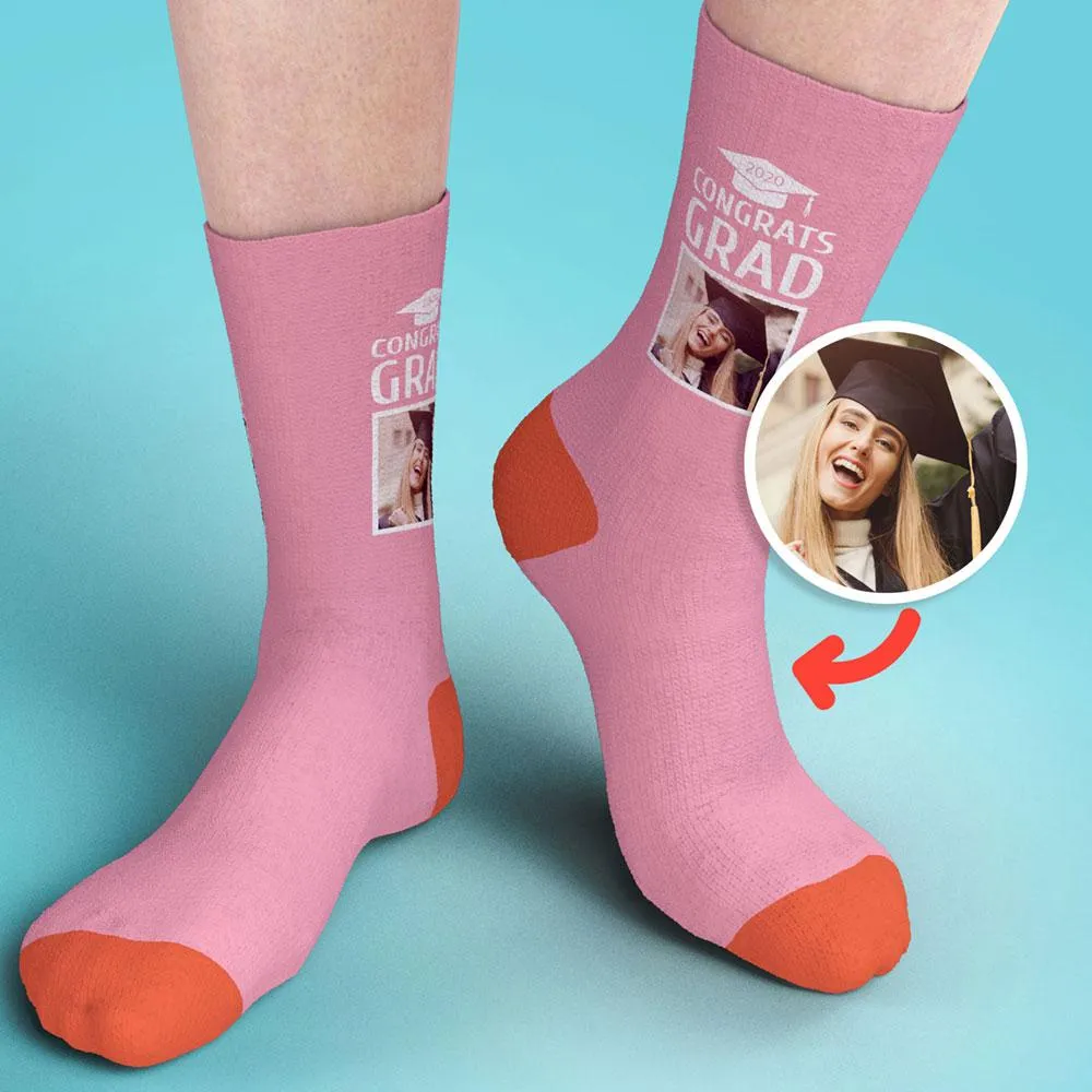 Congrats Grad Custom Face Socks Gift for Graduation