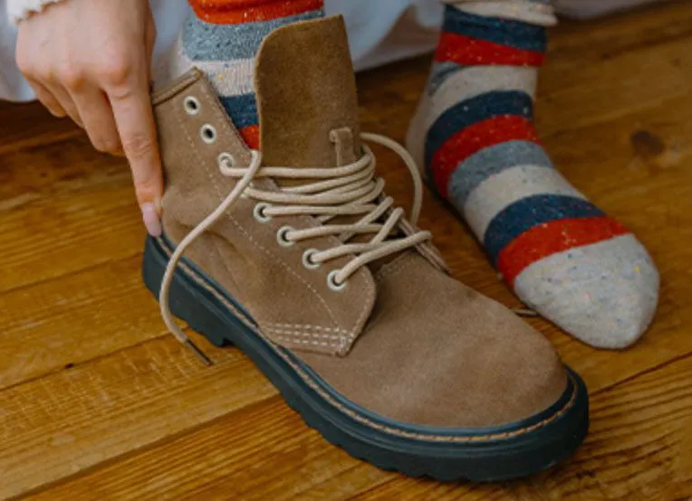 Cozy and Warm | Wool Socks | Beige Stripes