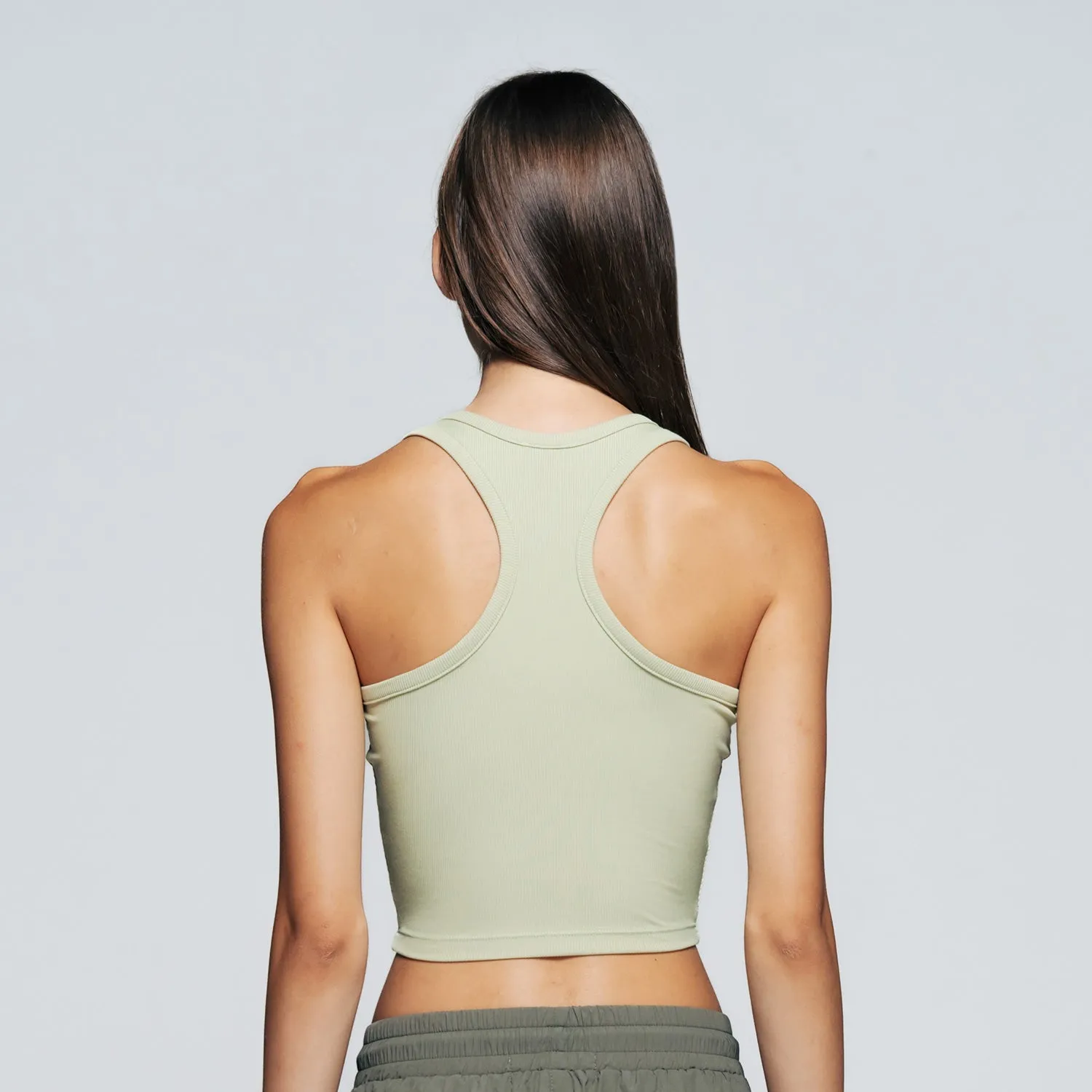 Curvy Ribbed Tank Top - Pine Green