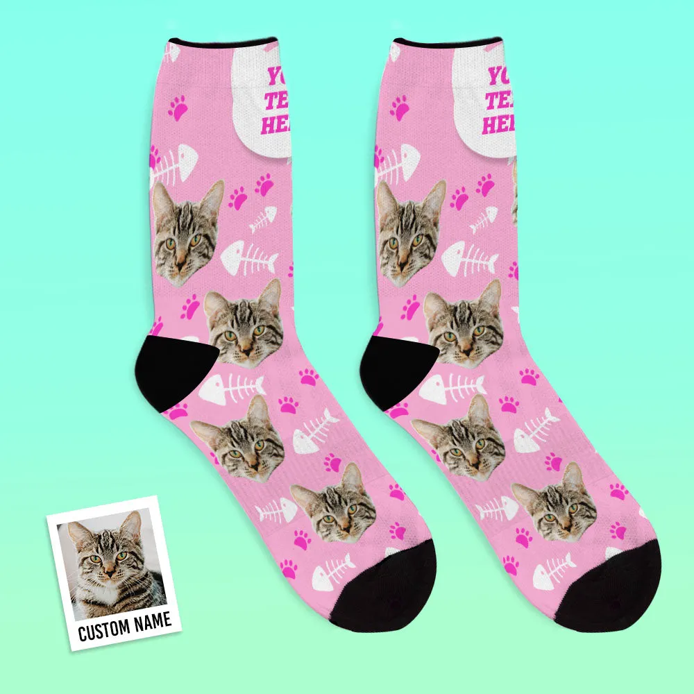 Custom Cat Happy Socks With Your Text