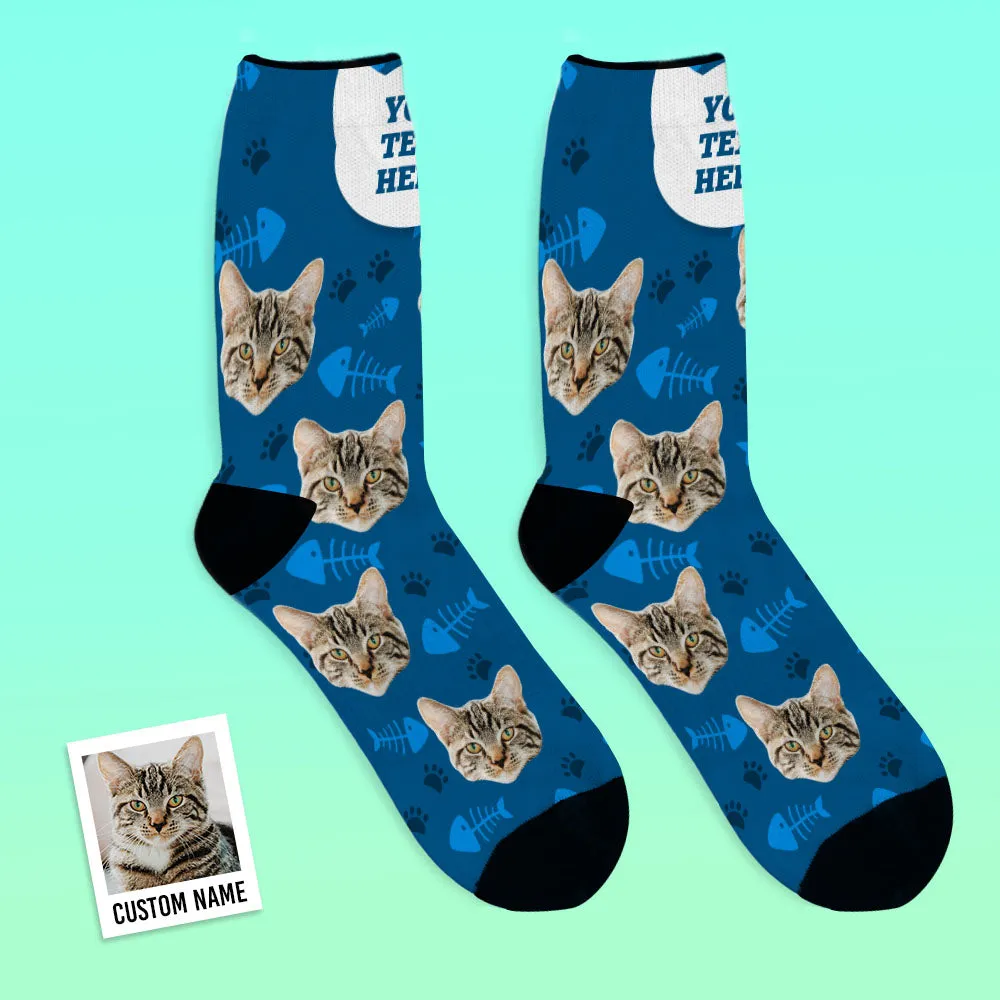 Custom Cat Happy Socks With Your Text