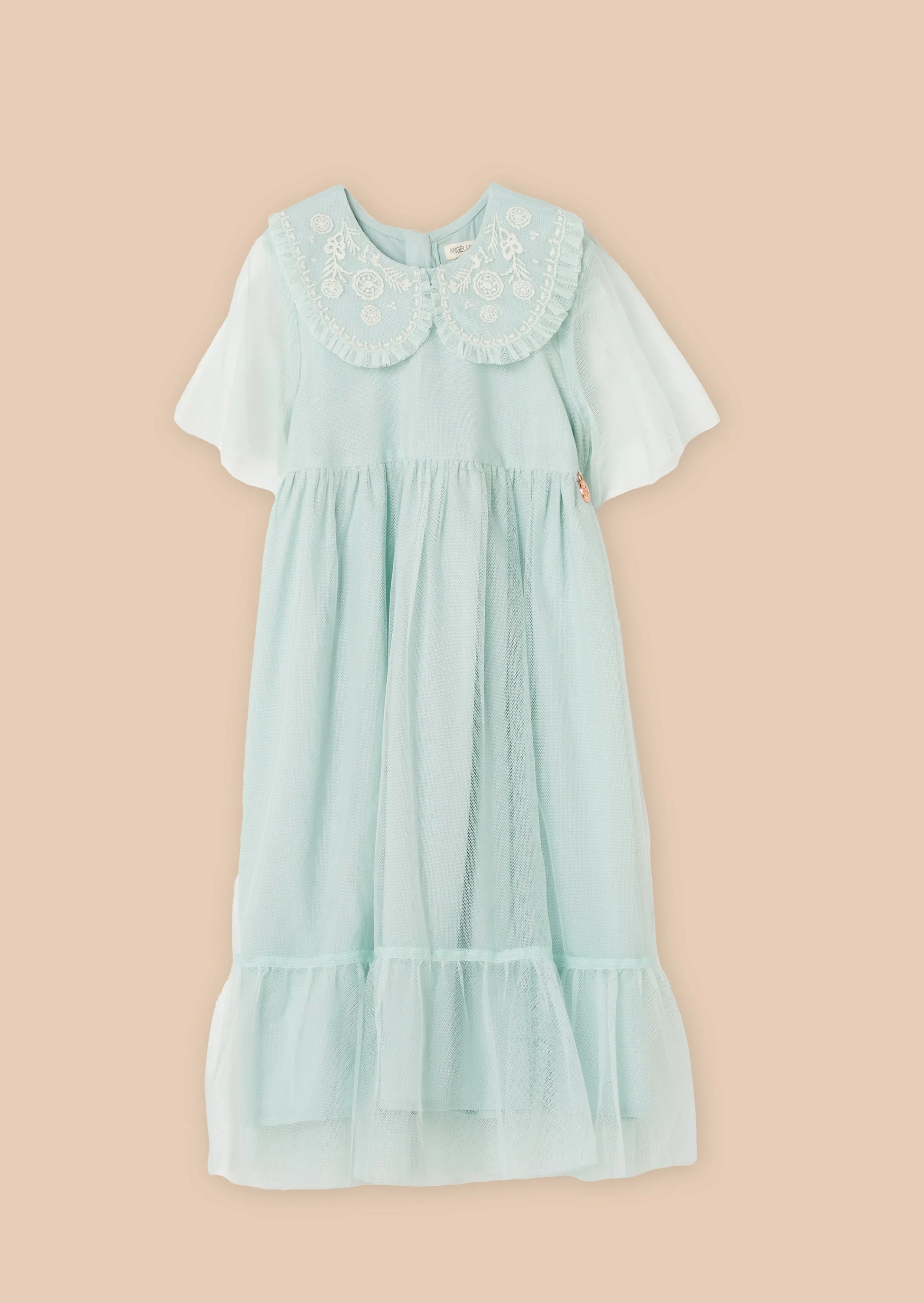 Daisy Embroidered Collar Mesh Dress