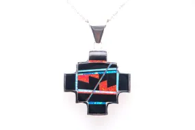 David Rosales Reversible Red Moon and Turquoise Pendant