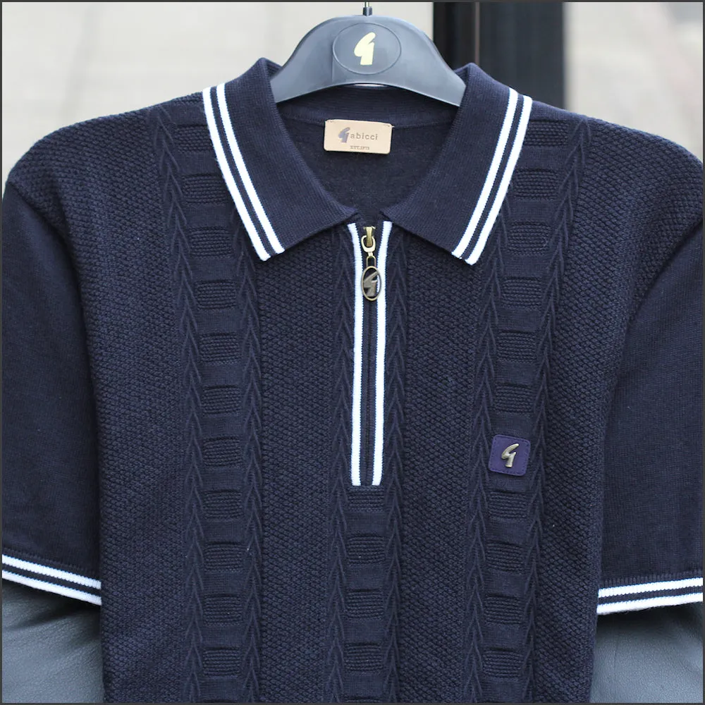 Gabicci Vintage V52GM08 Navy Pattern Polo Top*