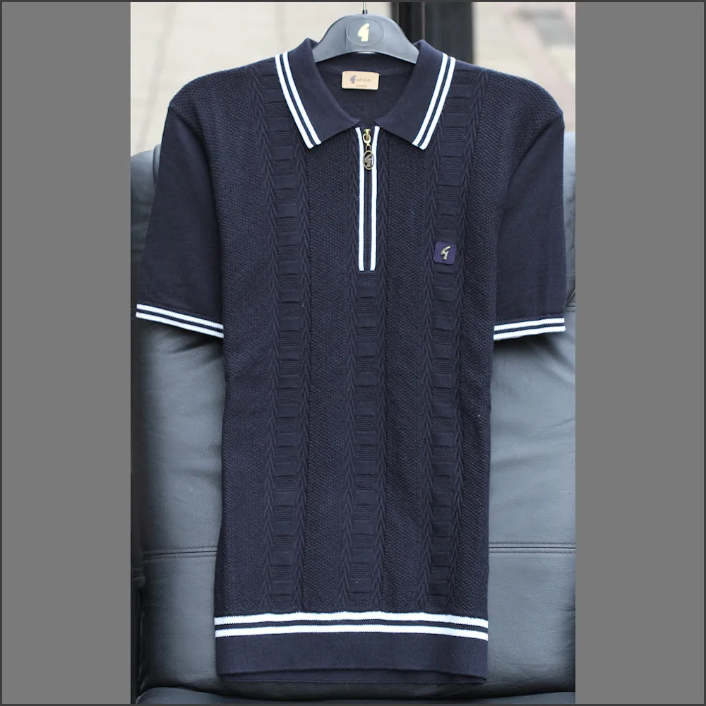 Gabicci Vintage V52GM08 Navy Pattern Polo Top*