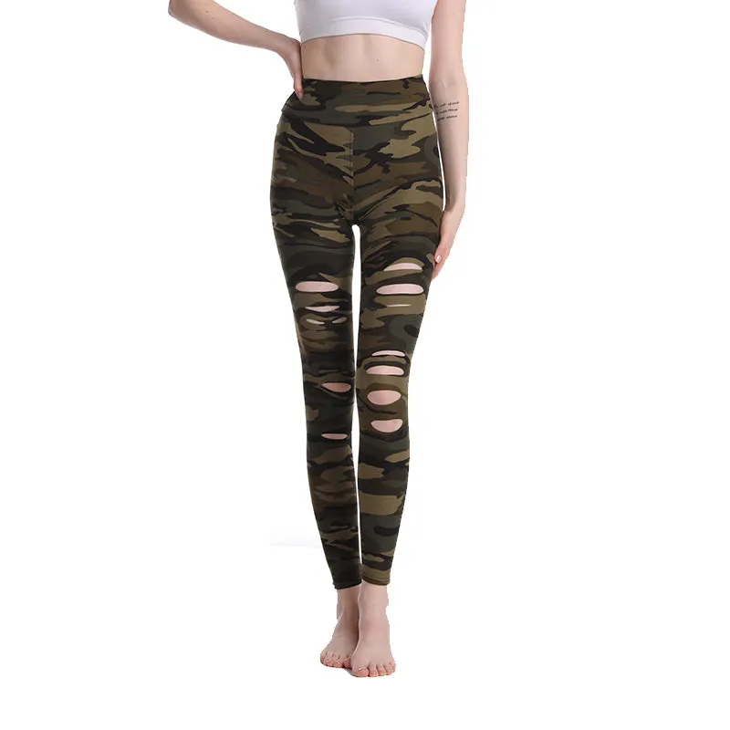 Haute Edition Women's Cutout Ripped High Waist Leggings With Tummy Control