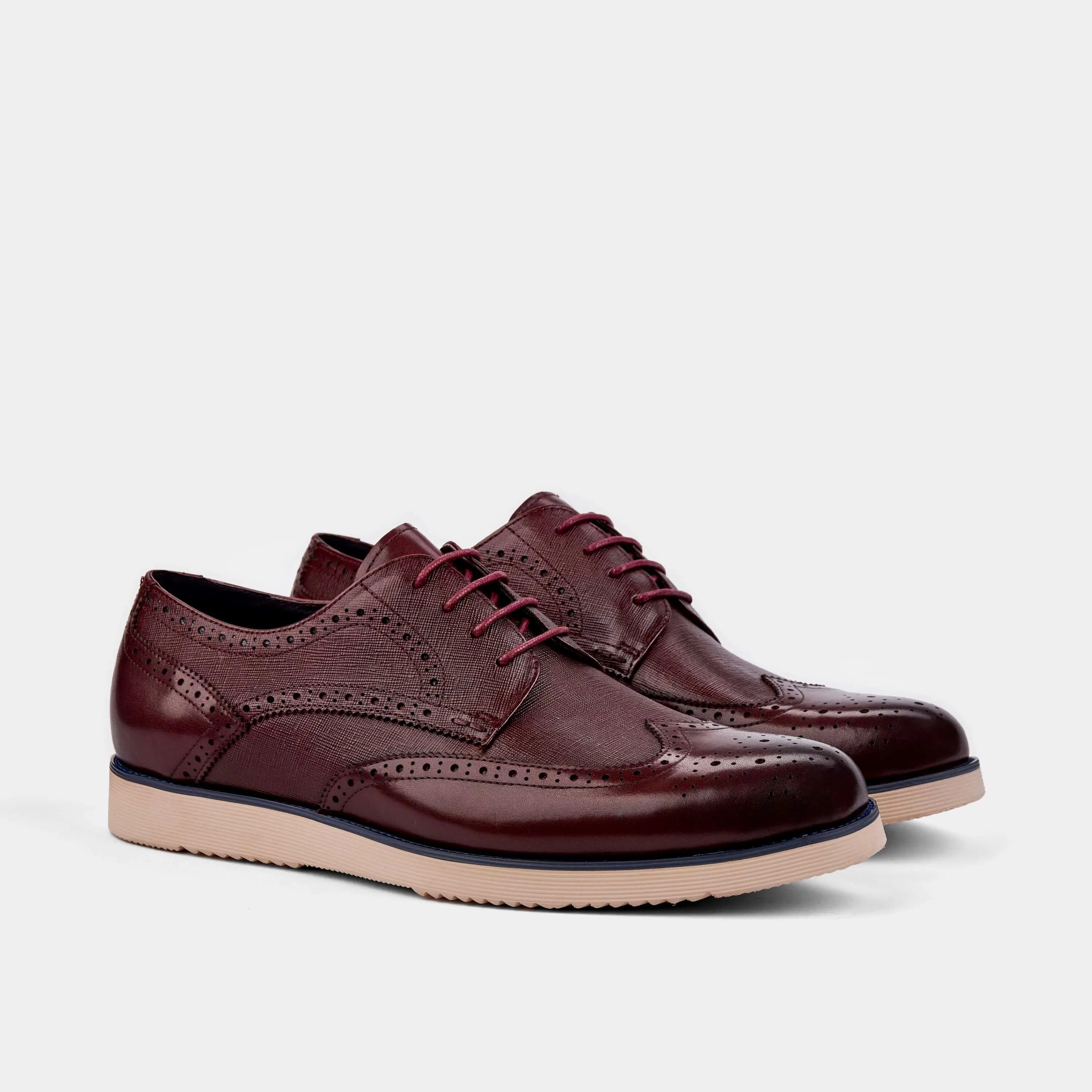 Burgundy Jasper Leather Wingtip Sneakers 2.0 with a Stylish Design