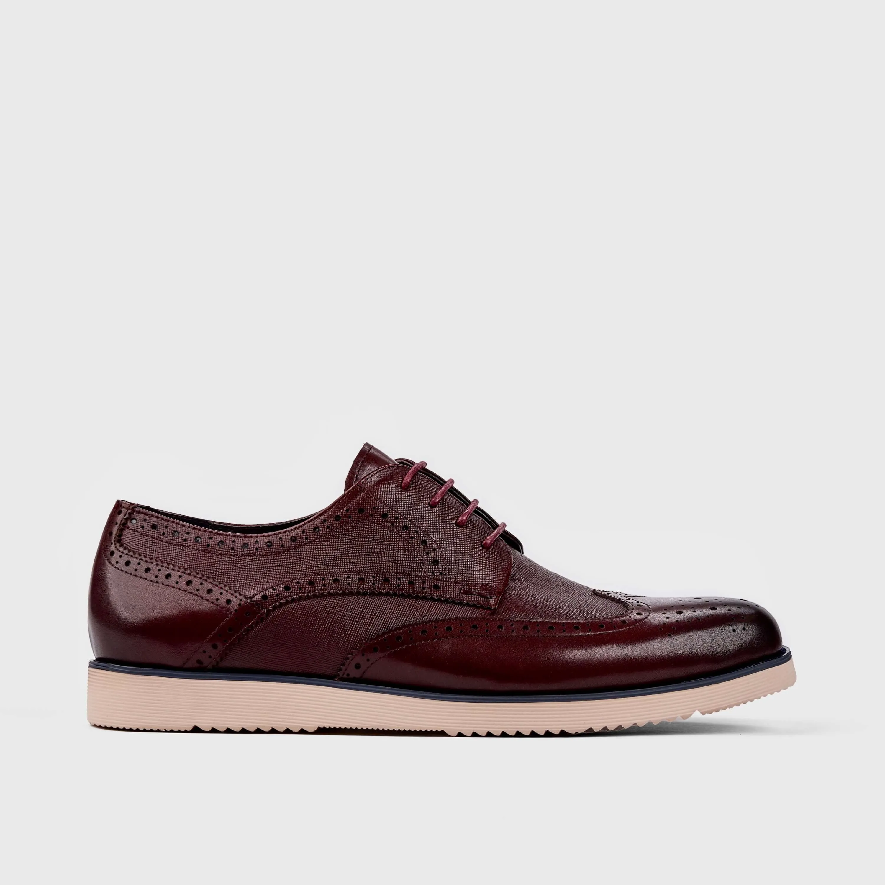 Burgundy Jasper Leather Wingtip Sneakers 2.0 with a Stylish Design