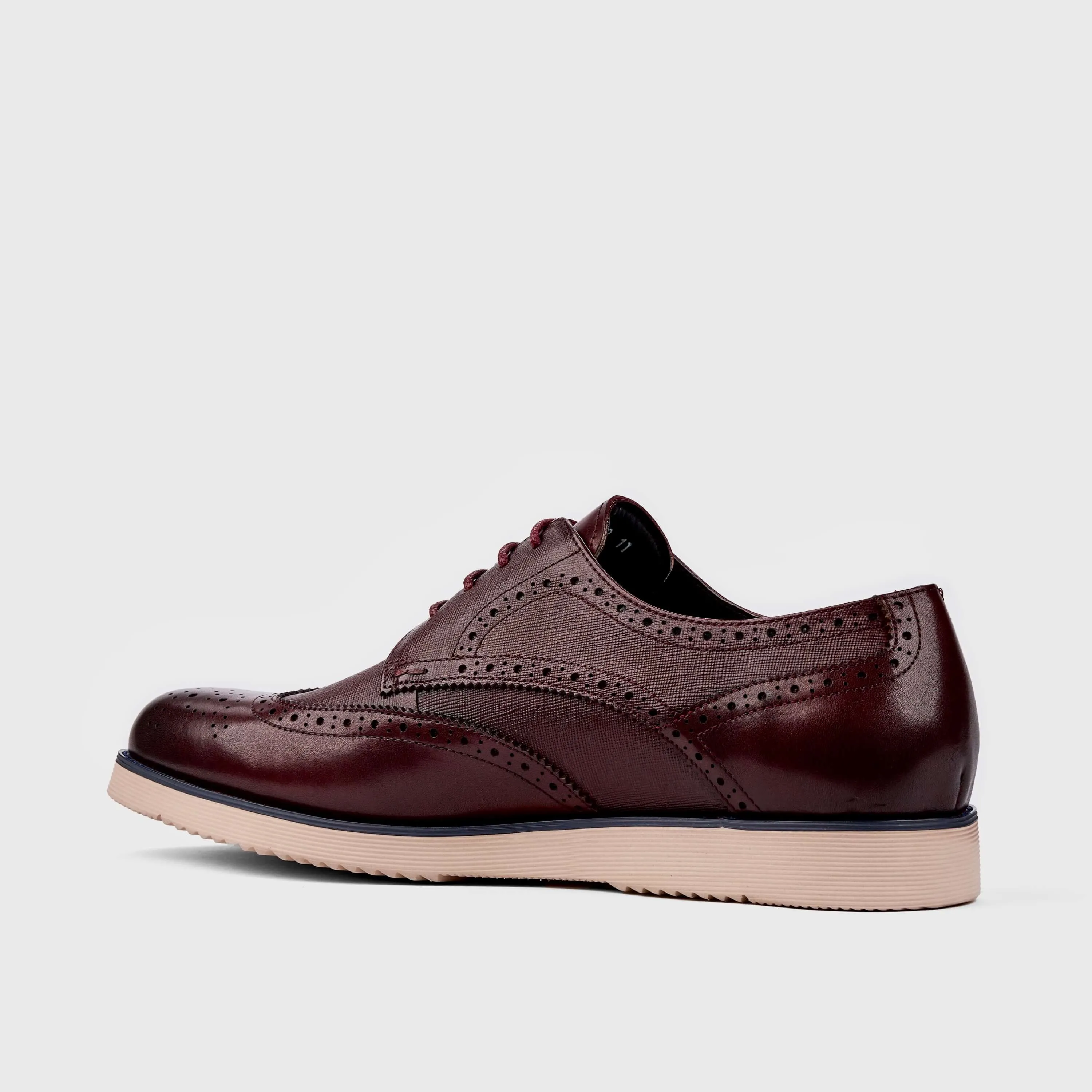 Burgundy Jasper Leather Wingtip Sneakers 2.0 with a Stylish Design