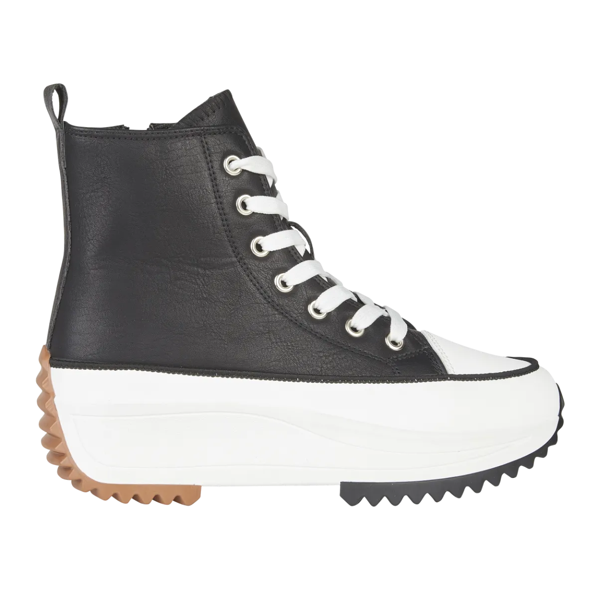 Ladies Classic Black Hi Tops Platform Chilli Urban Jacks Inside zip