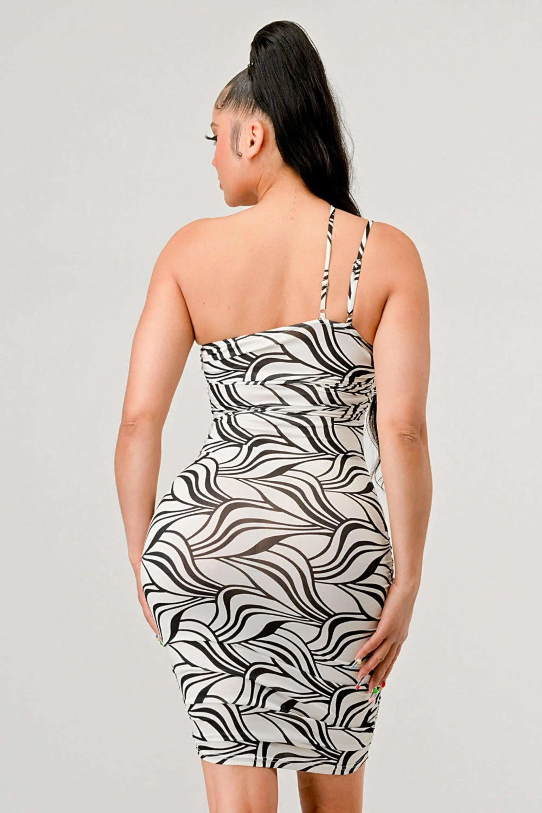 Leaf Print Cutouts Spaghetti Mini Dress