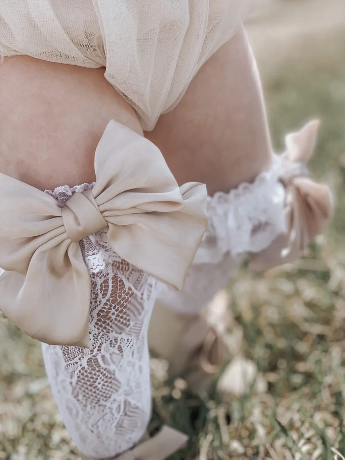 Lola Lace Socks with Satin Bows