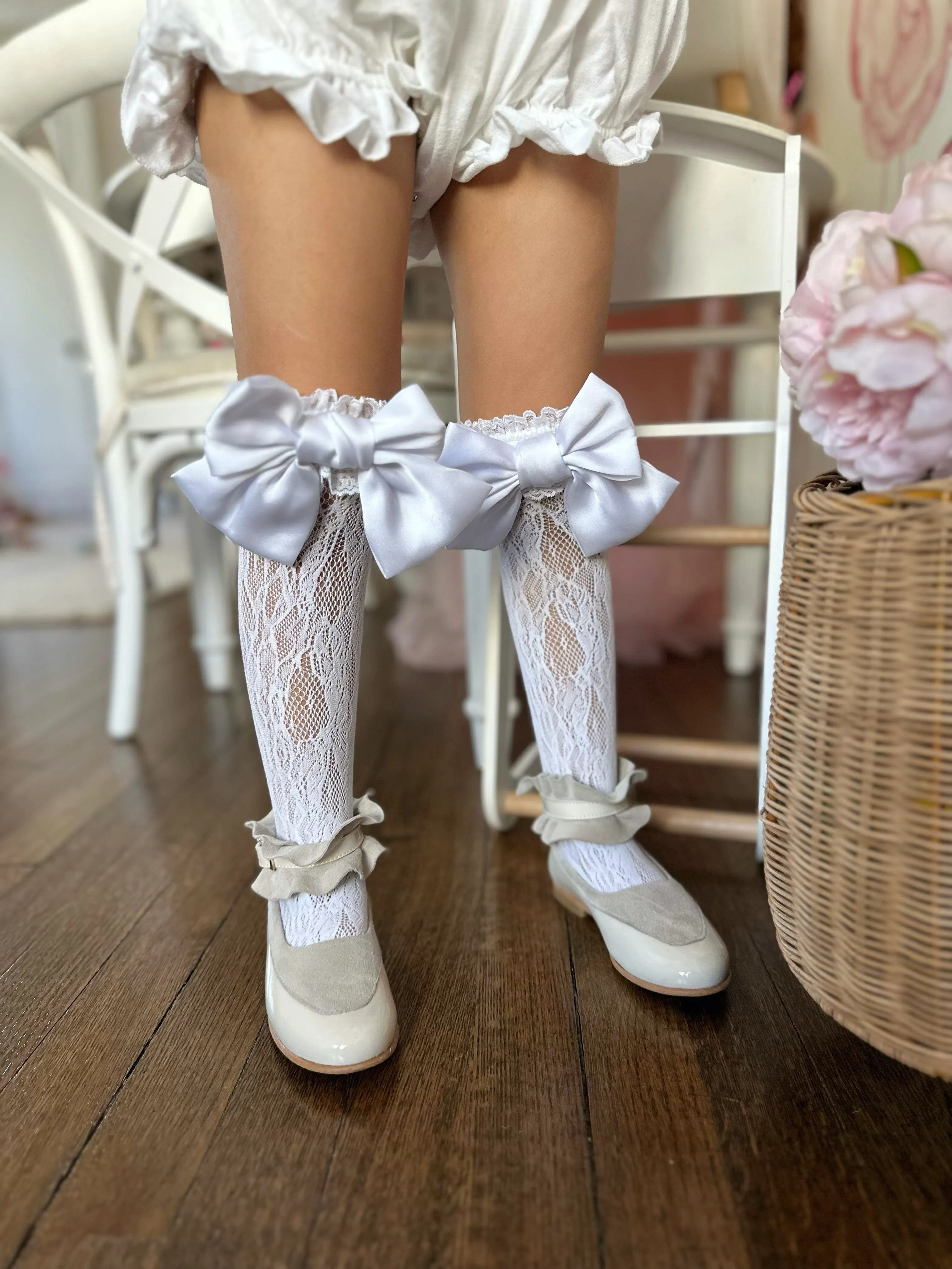 Lola Lace Socks with Satin Bows