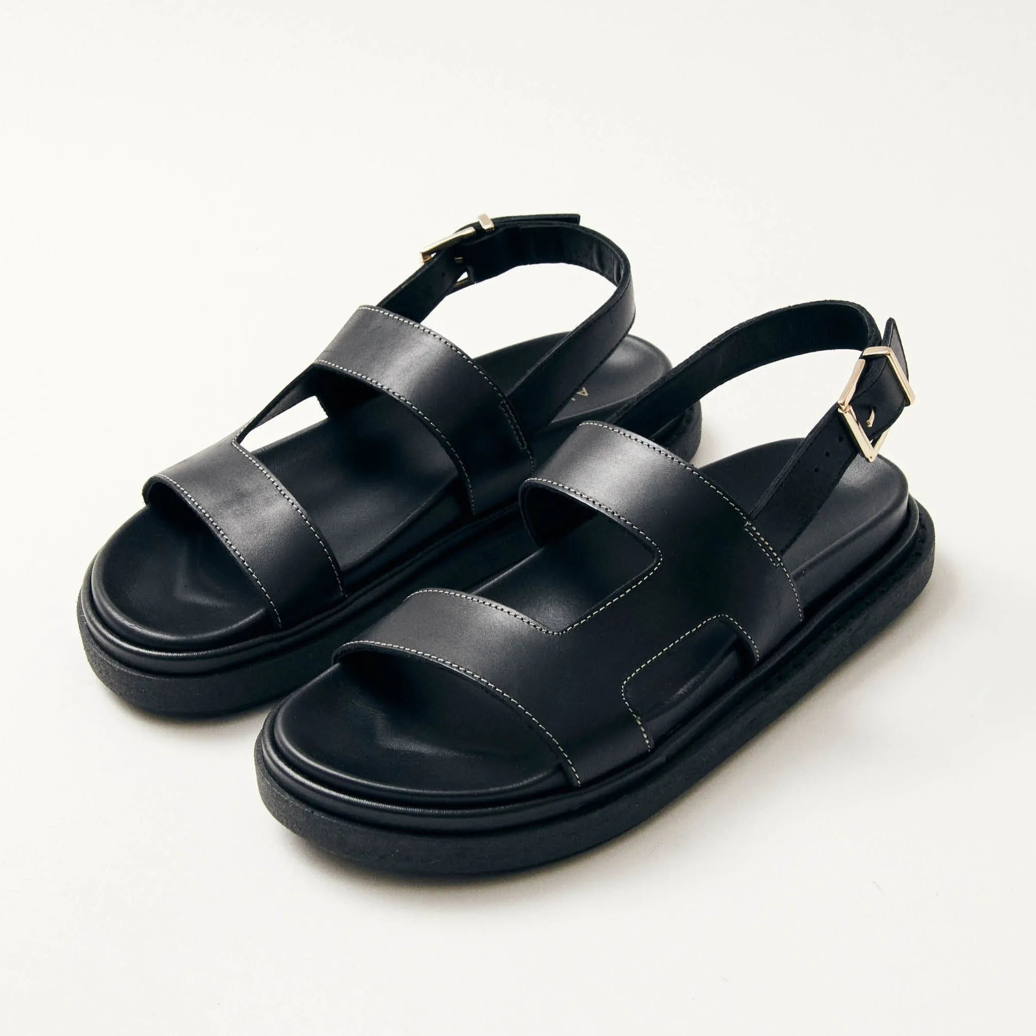 Lorelei Black Leather Sandals