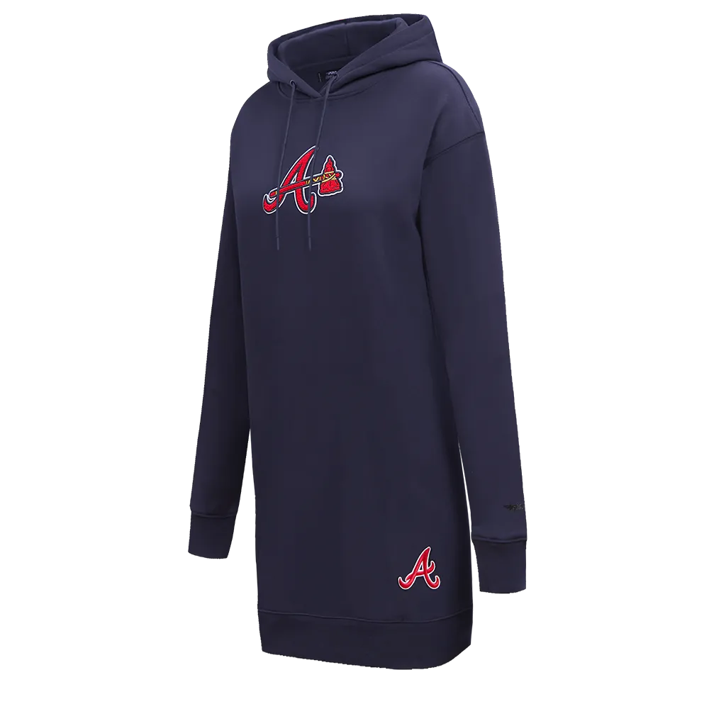 MLB ATLANTA BRAVES CLASSIC WOMEN'S HOODIE DRESS (MIDNIGHT NAVY)