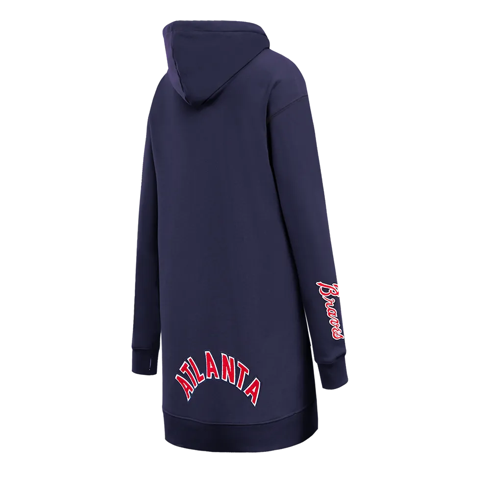 MLB ATLANTA BRAVES CLASSIC WOMEN'S HOODIE DRESS (MIDNIGHT NAVY)