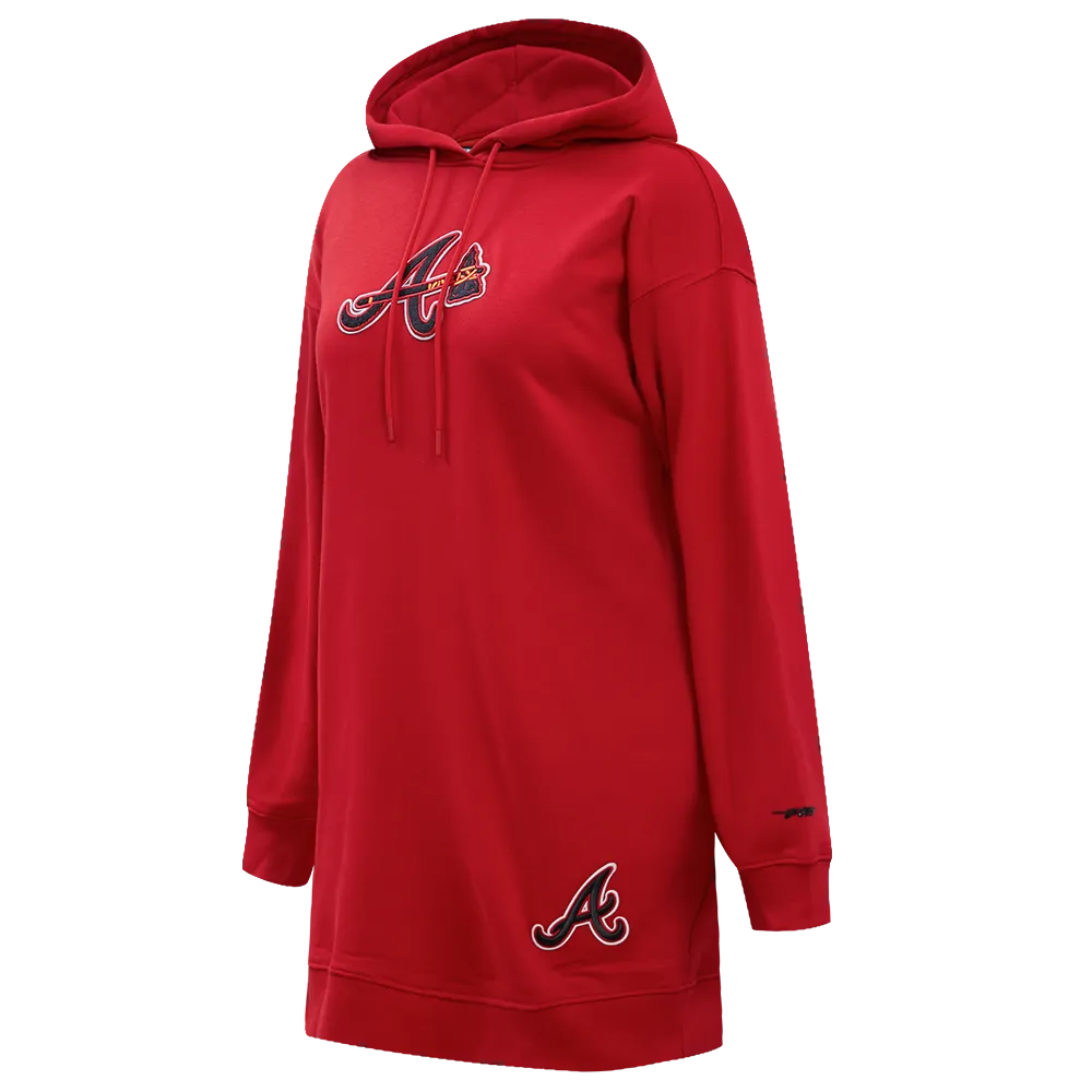 MLB ATLANTA BRAVES CLASSIC WOMEN'S HOODIE DRESS (RED)