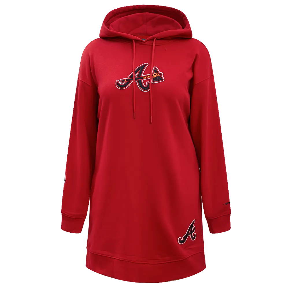 MLB ATLANTA BRAVES CLASSIC WOMEN'S HOODIE DRESS (RED)