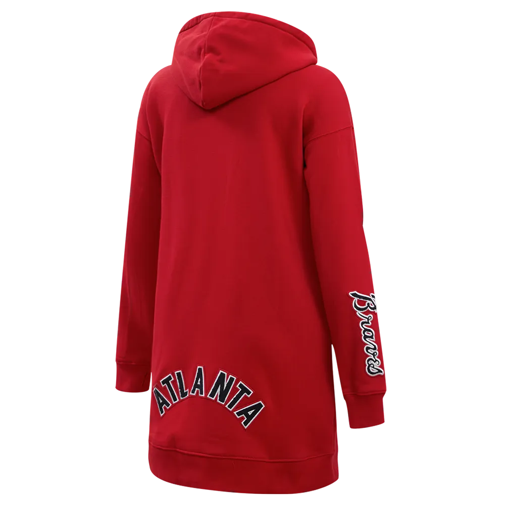 MLB ATLANTA BRAVES CLASSIC WOMEN'S HOODIE DRESS (RED)