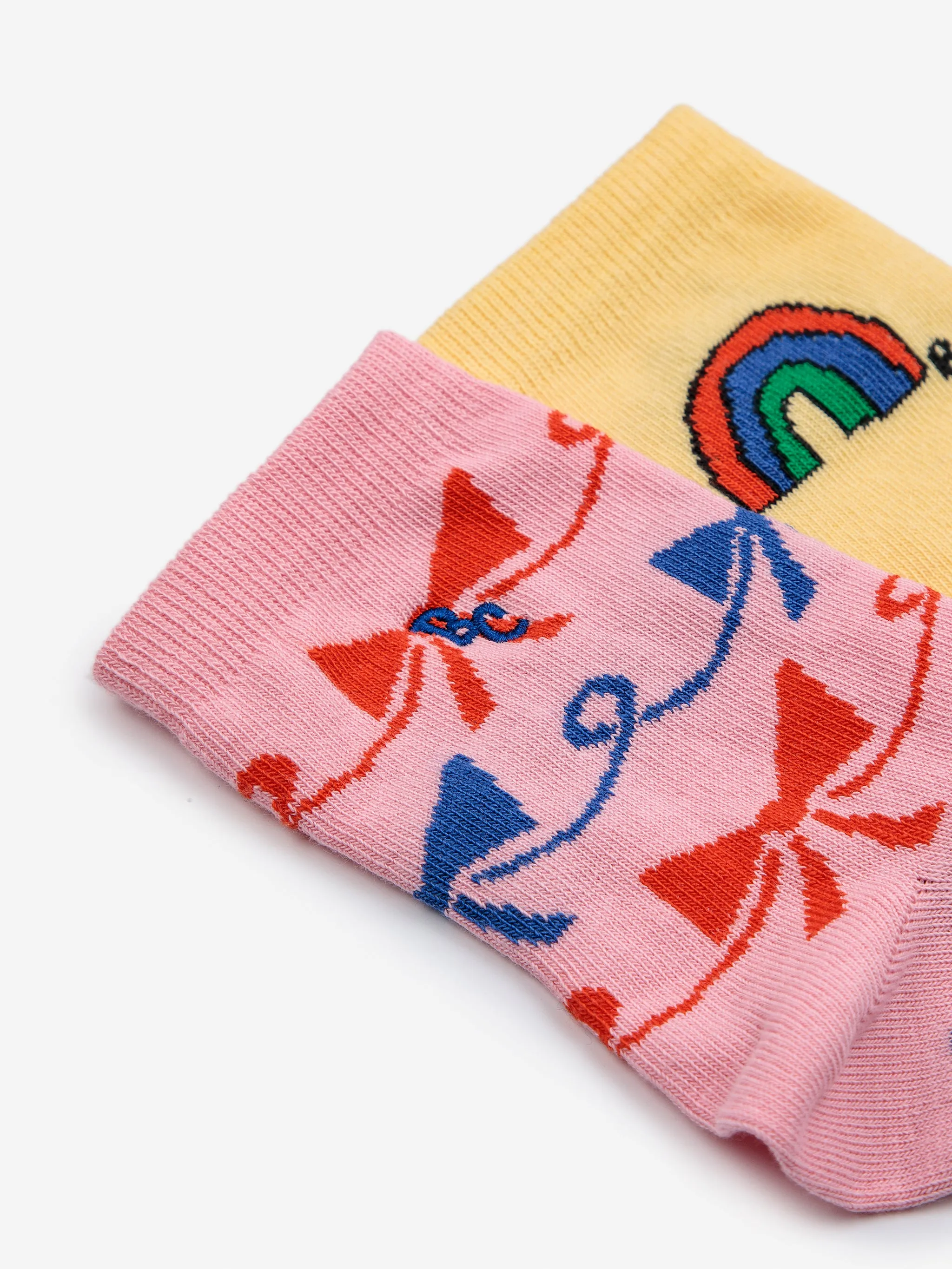 NEW Bobo Choses | Rainbow & Ribbon Bow All Over short socks pack x 2