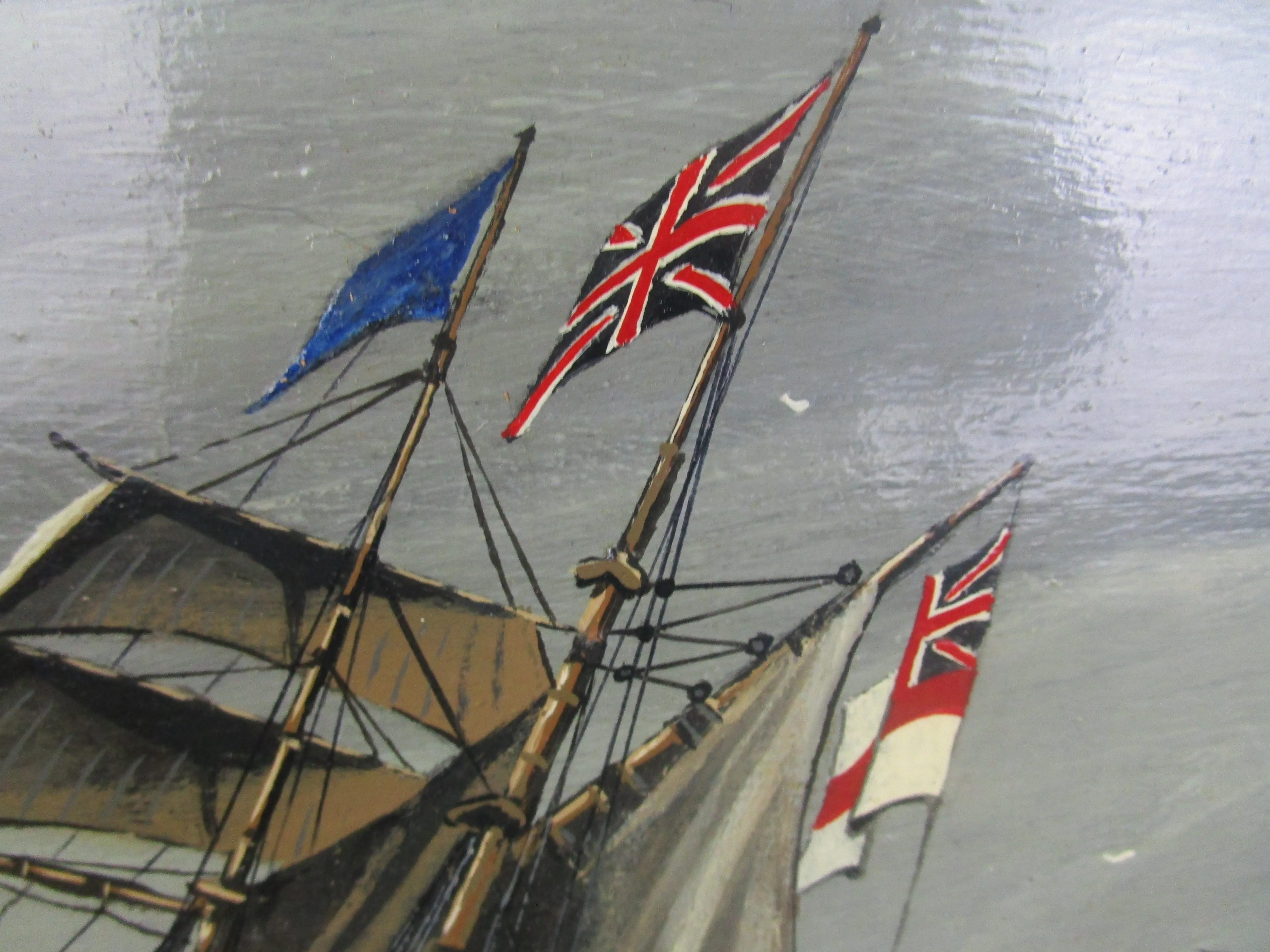 Oil On Board Of A Clipper Vintage 20th Century